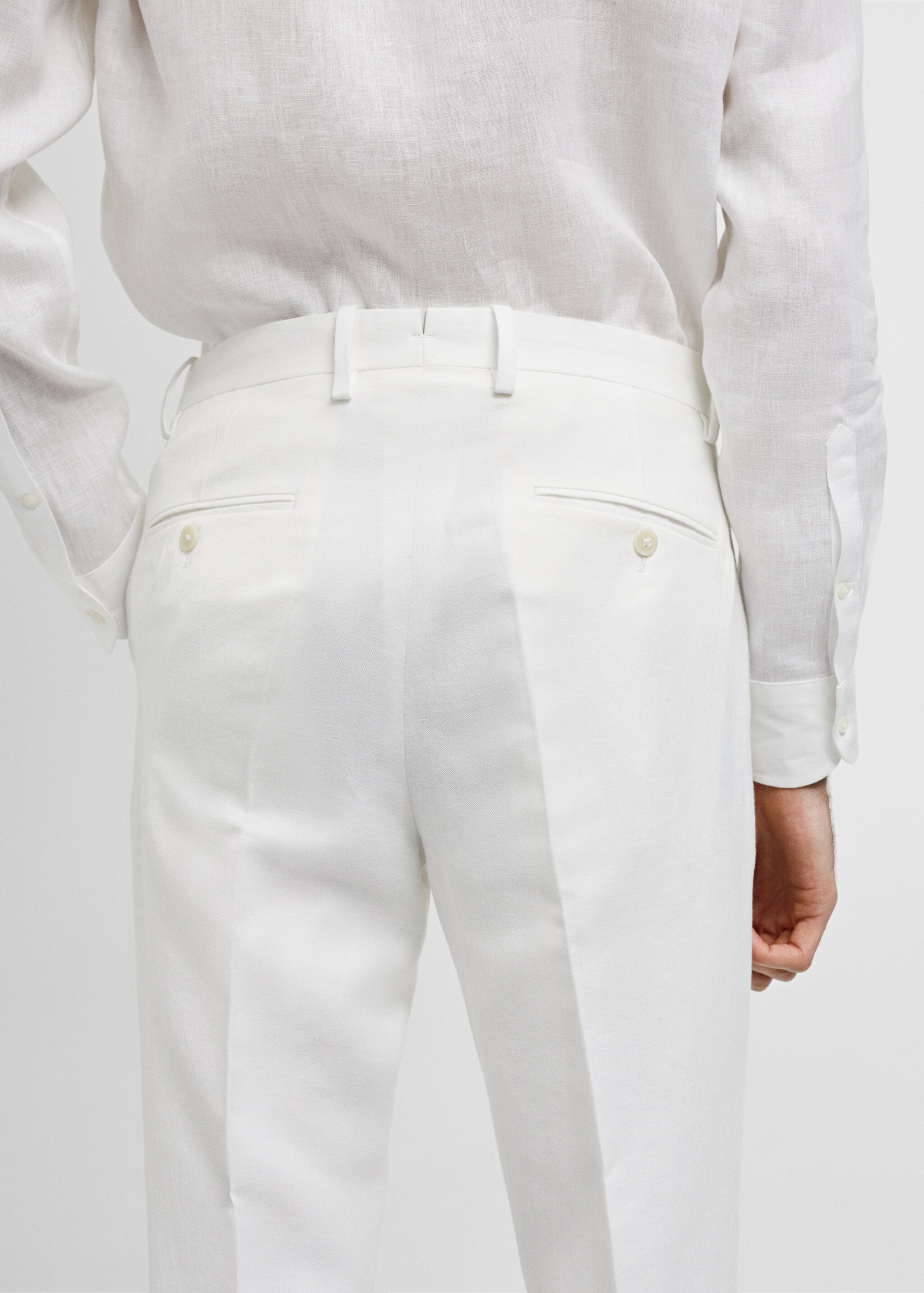 Slim fit cotton and linen suit pants - Details of the article 4