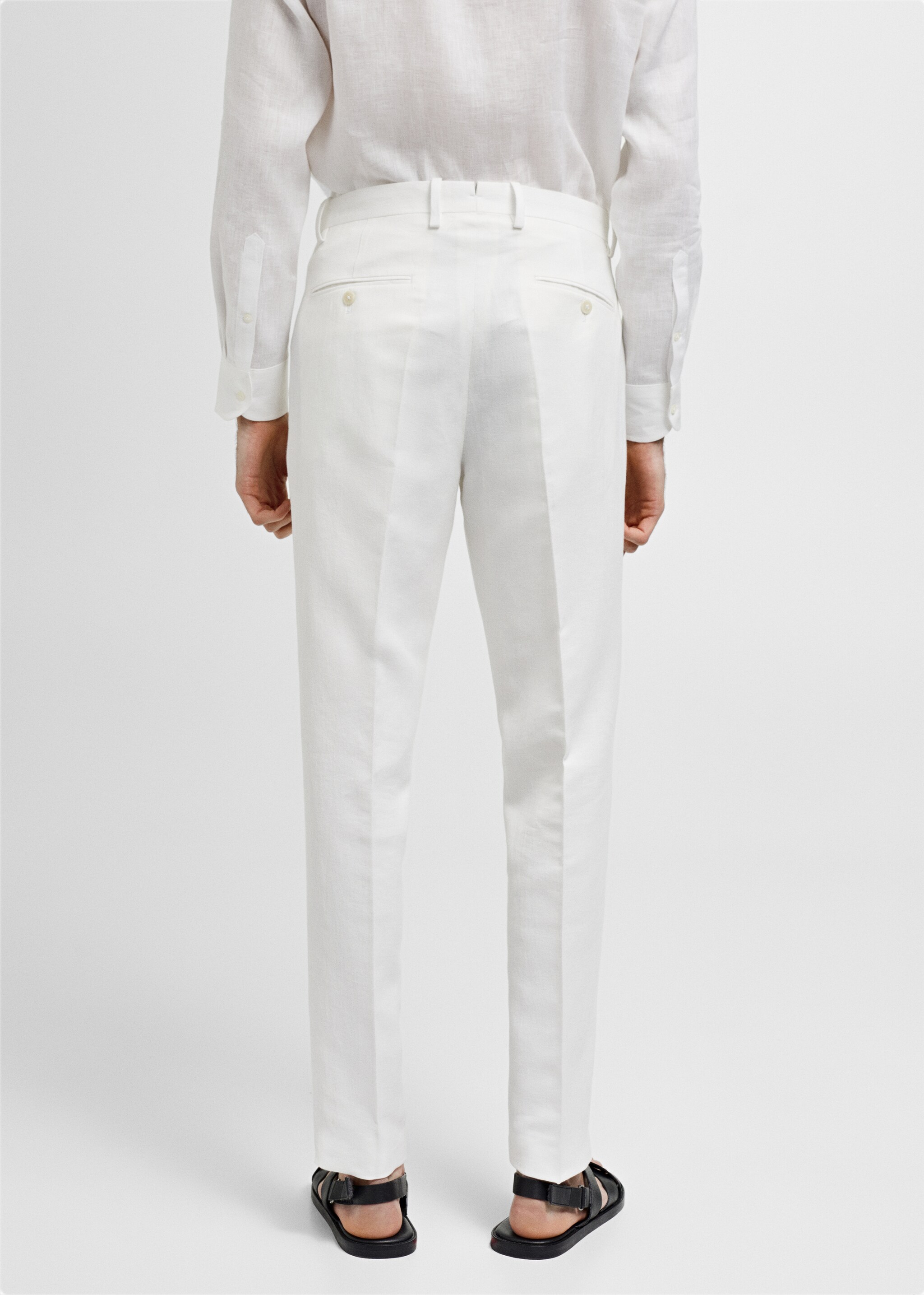 Pantalón traje slim fit algodón lino - Reverso del artículo