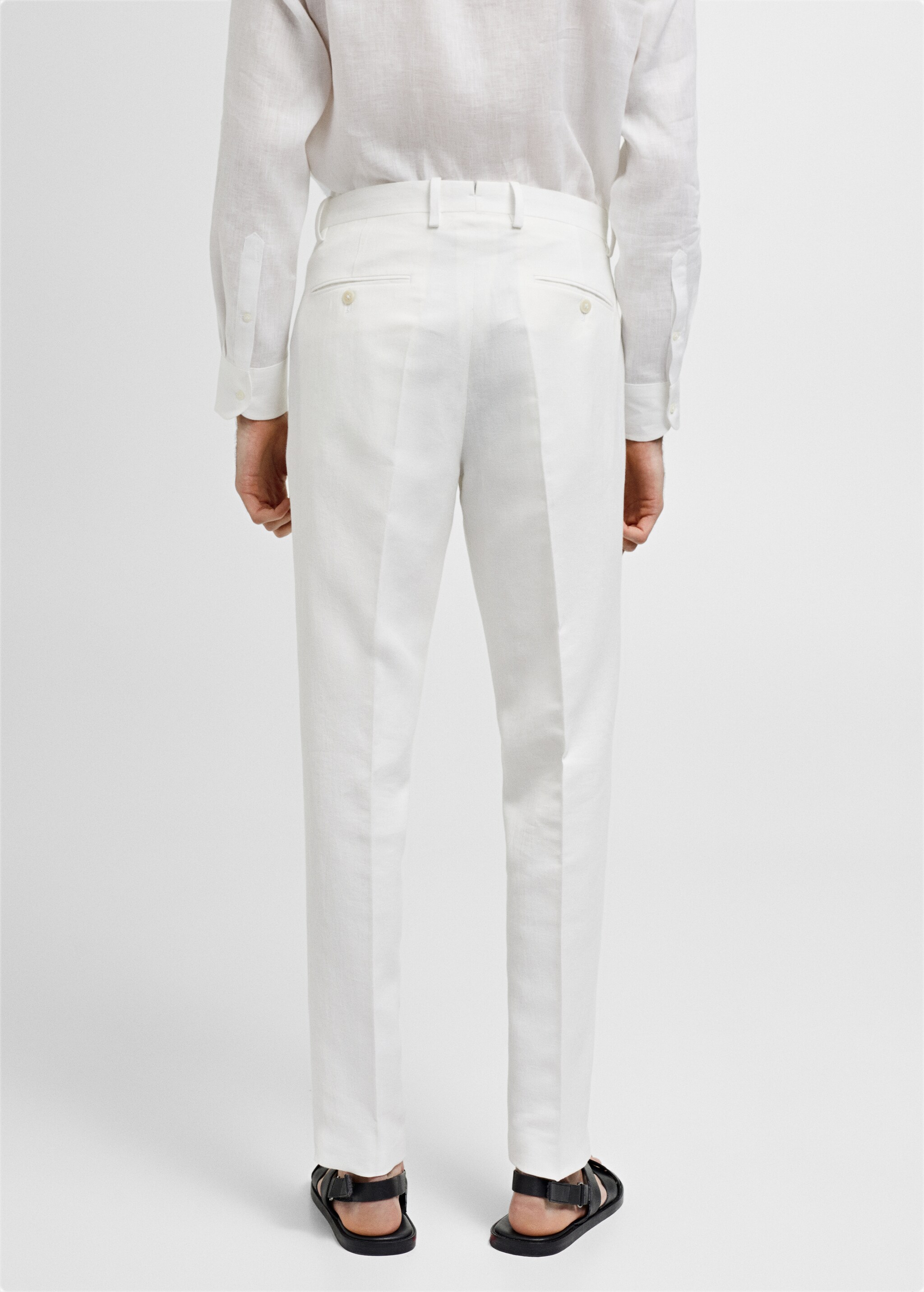 Slim fit cotton and linen suit pants - Reverse of the article