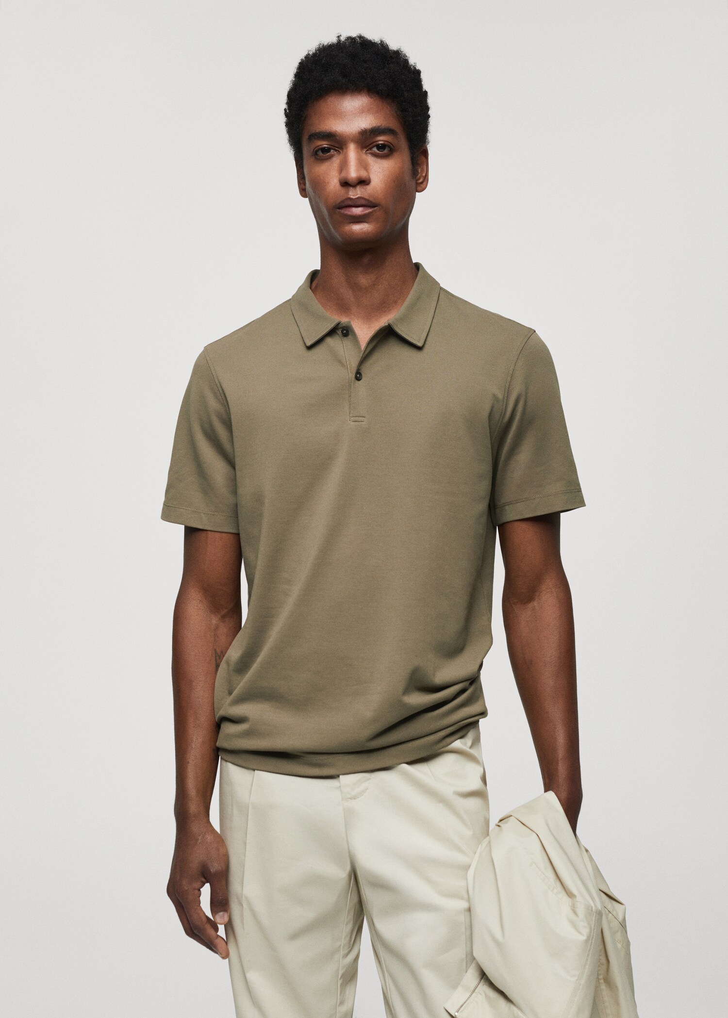 Polo slim fit algodón textura - Plano medio