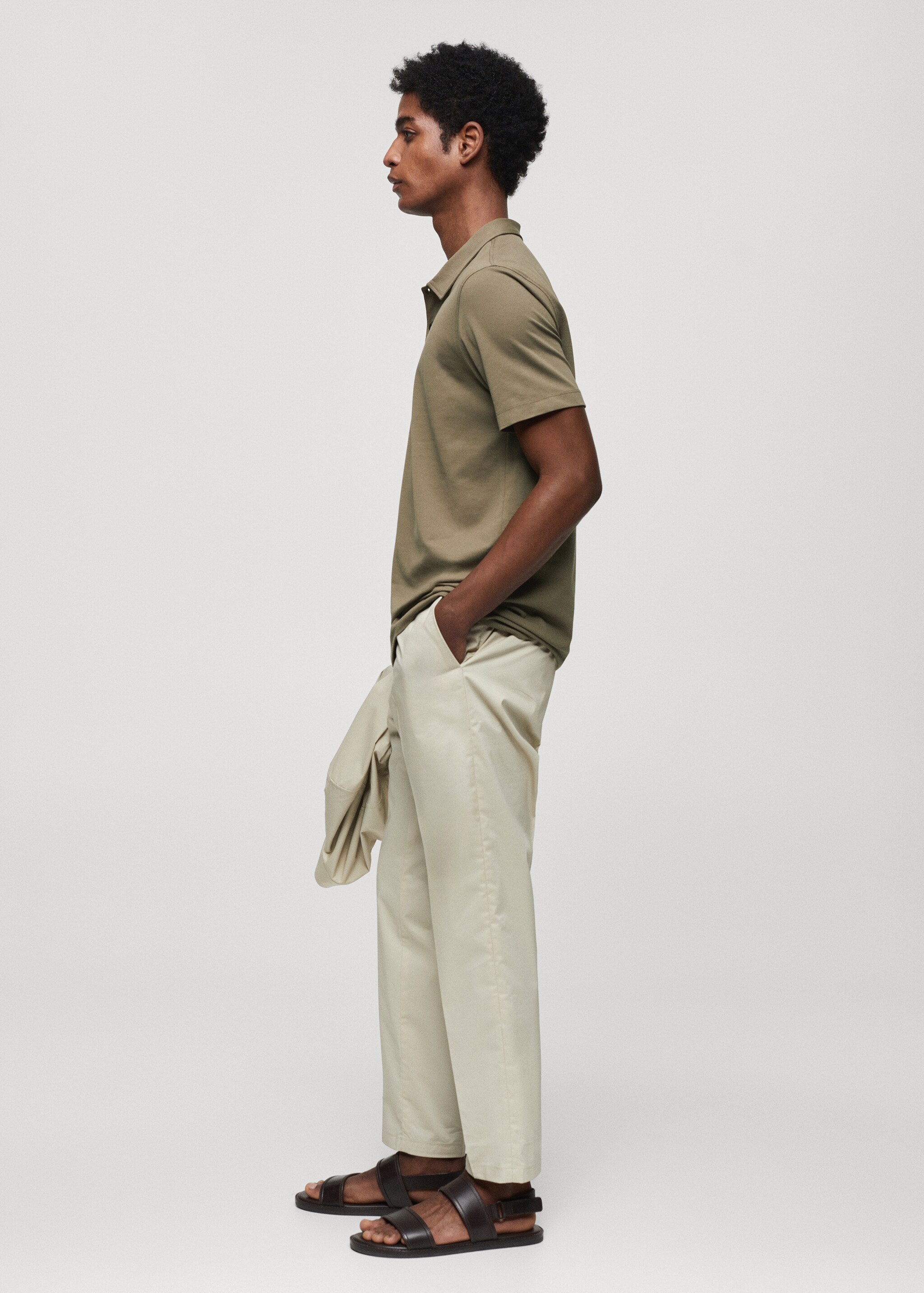 Slim fit cotton piqué texture polo shirt - Details of the article 2