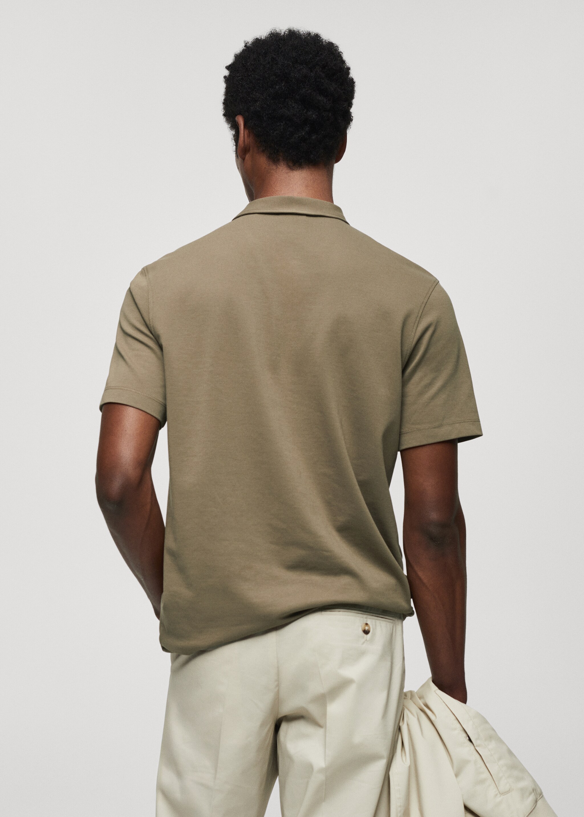 Slim fit cotton piqué texture polo shirt - Reverse of the article
