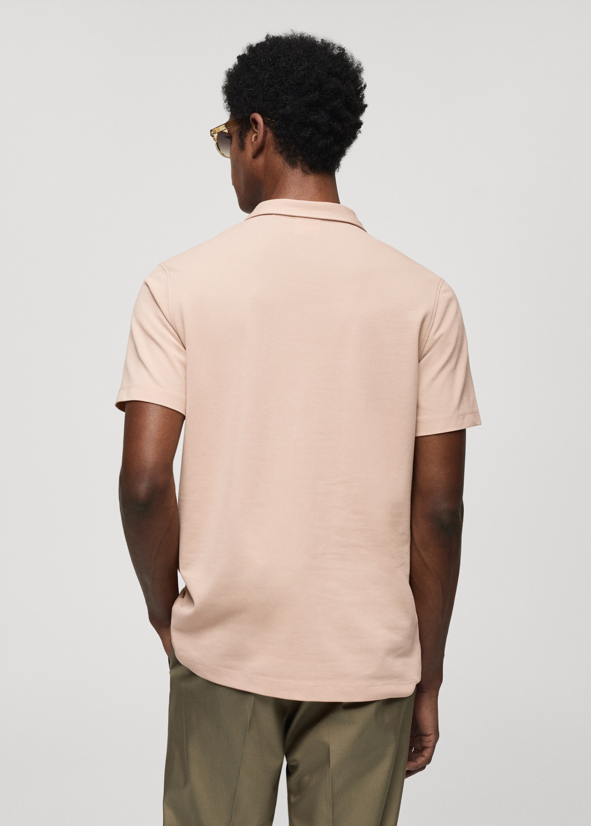 Slim fit cotton piqué texture polo shirt - Reverse of the article
