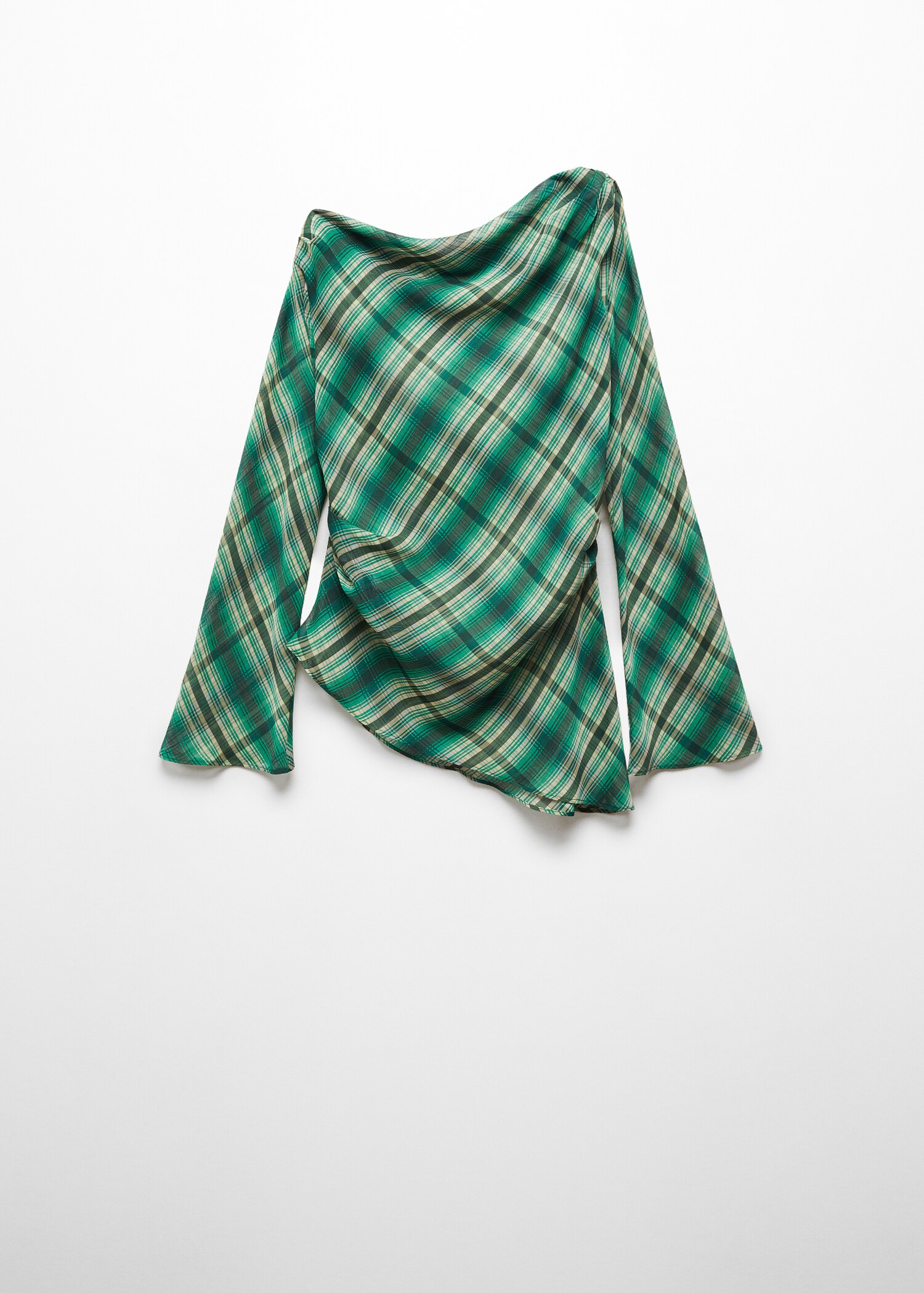 Asymmetric checked blouse - Woman | MANGO USA