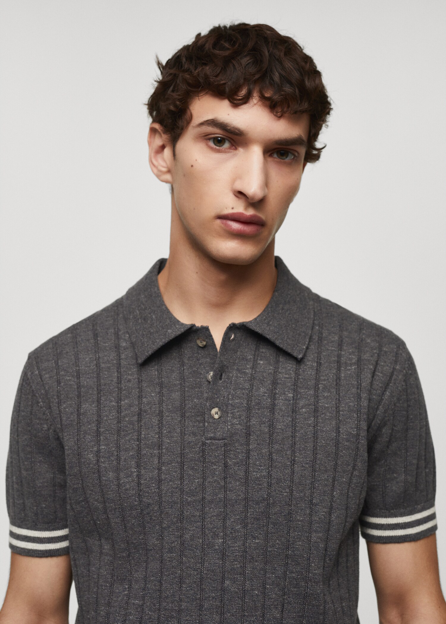 Ribbed Knit Polo Shirt Man MANGO USA ribbed-knit-polo-shirt-man-mango-usa