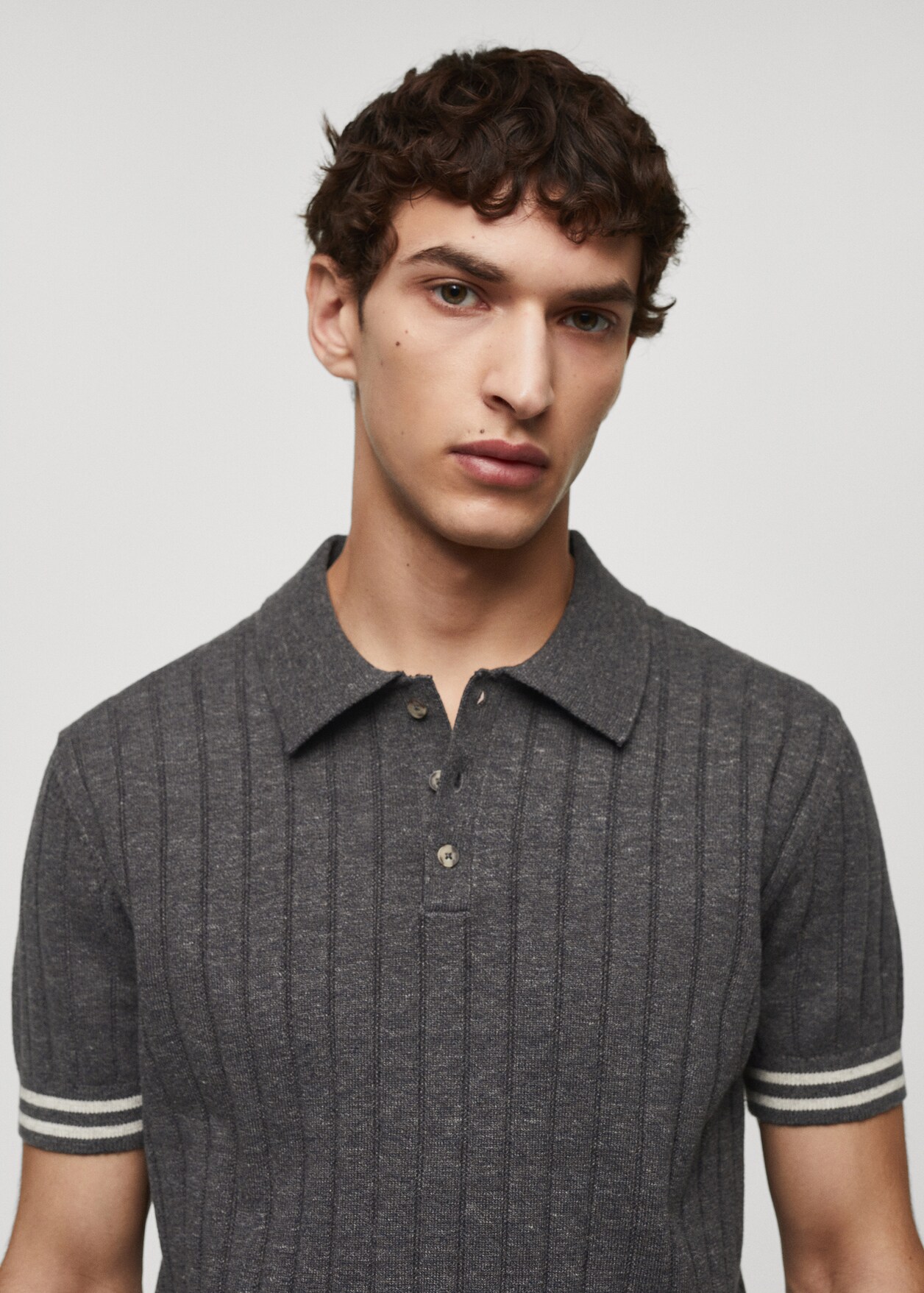 Ribbed Knit Polo Shirt Man MANGO USA ribbed-knit-polo-shirt-man-mango-usa