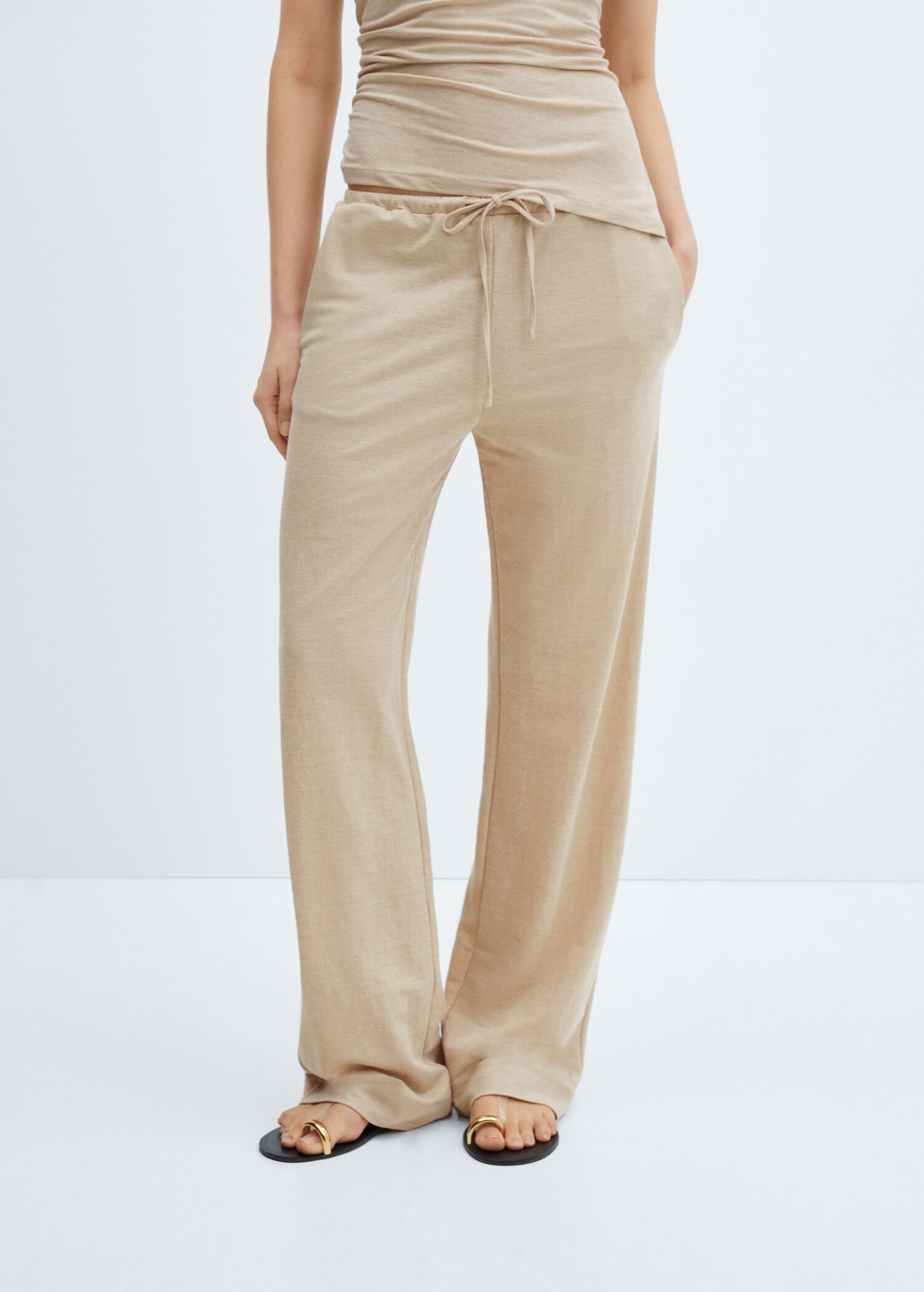 Wideleg trousers with elastic waist - Medium plane