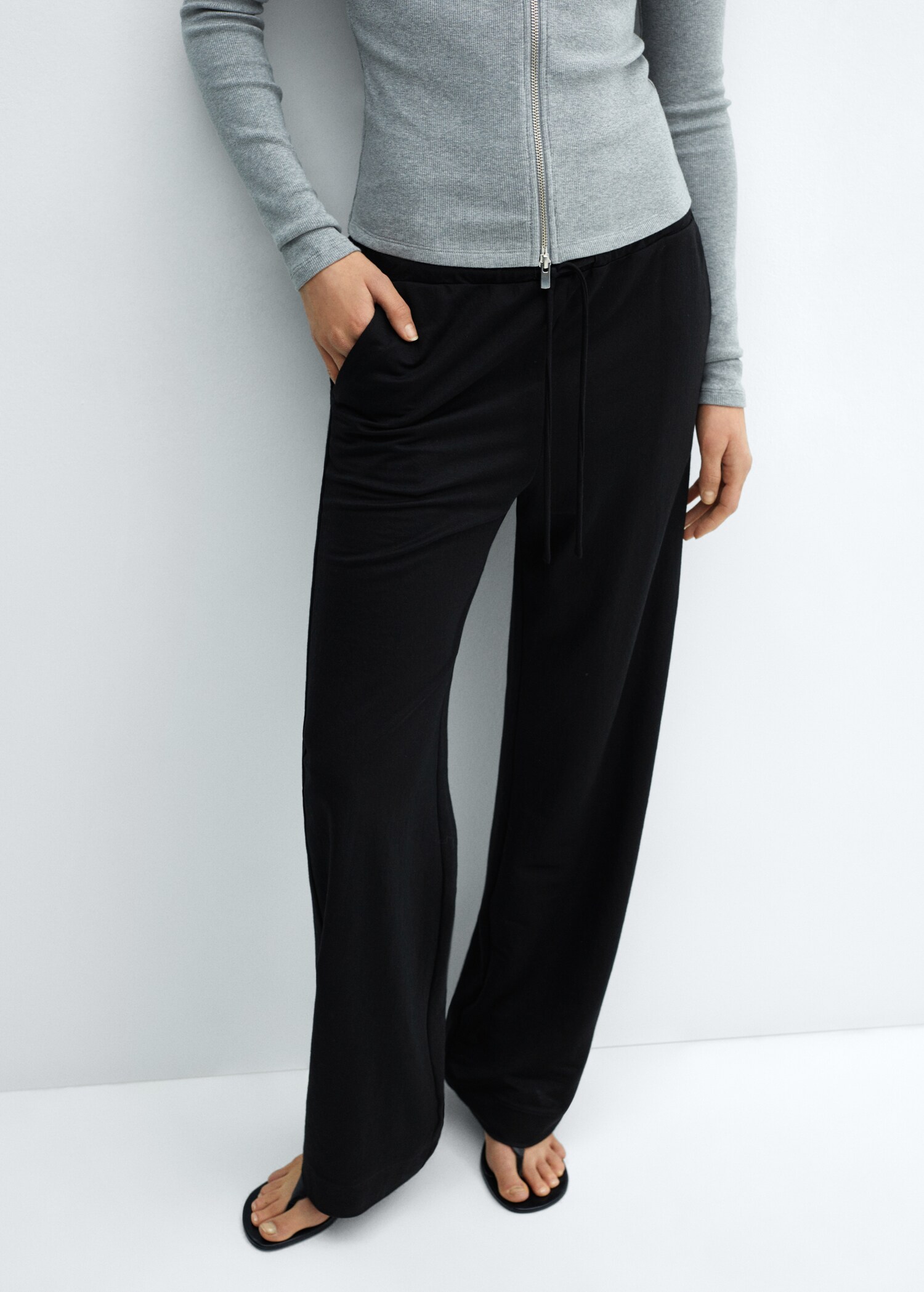 Wideleg trousers with elastic waist - Medium plane