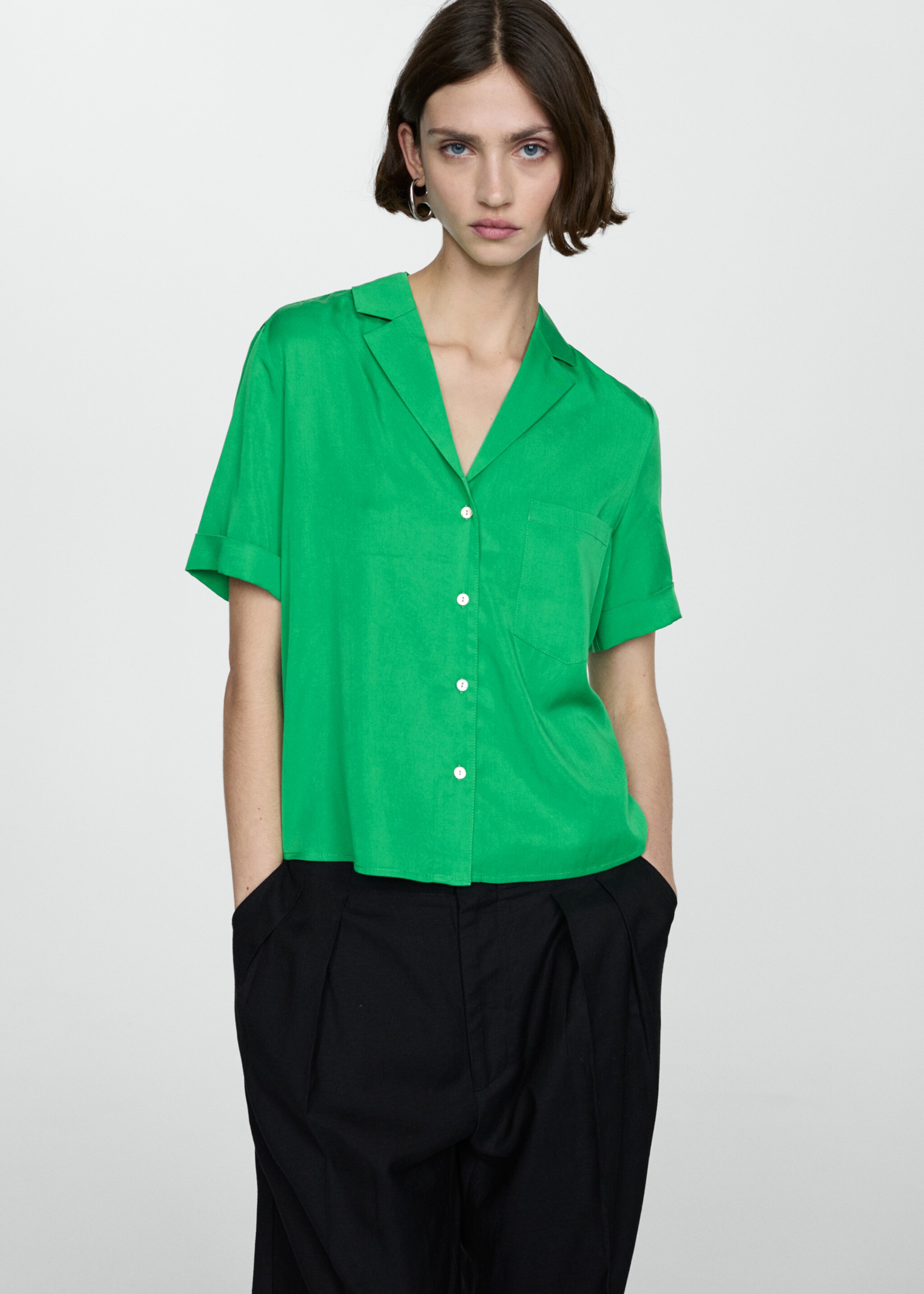 100% lyocell shirt - Medium plane, Green. Ref: 67037120-00.