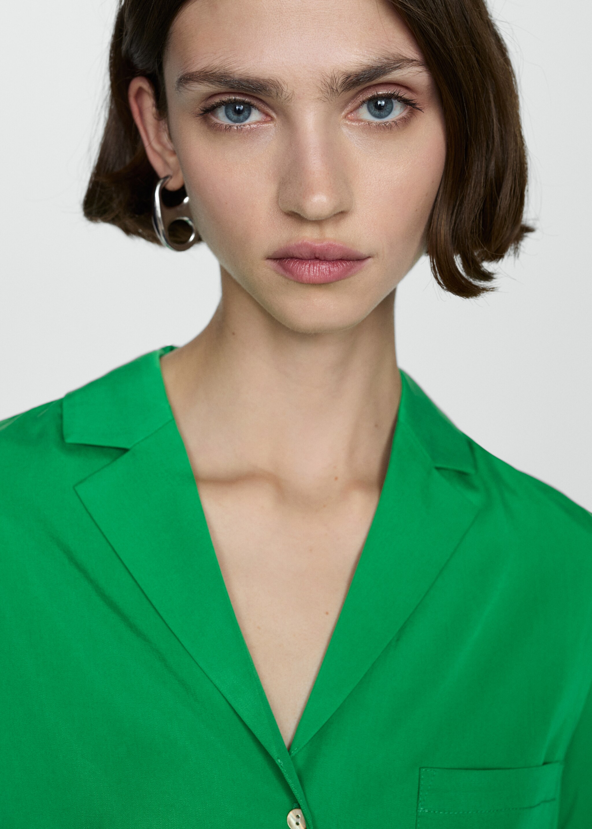 100% lyocell shirt - Details of the article 1, Green. Ref: 67037120-00.