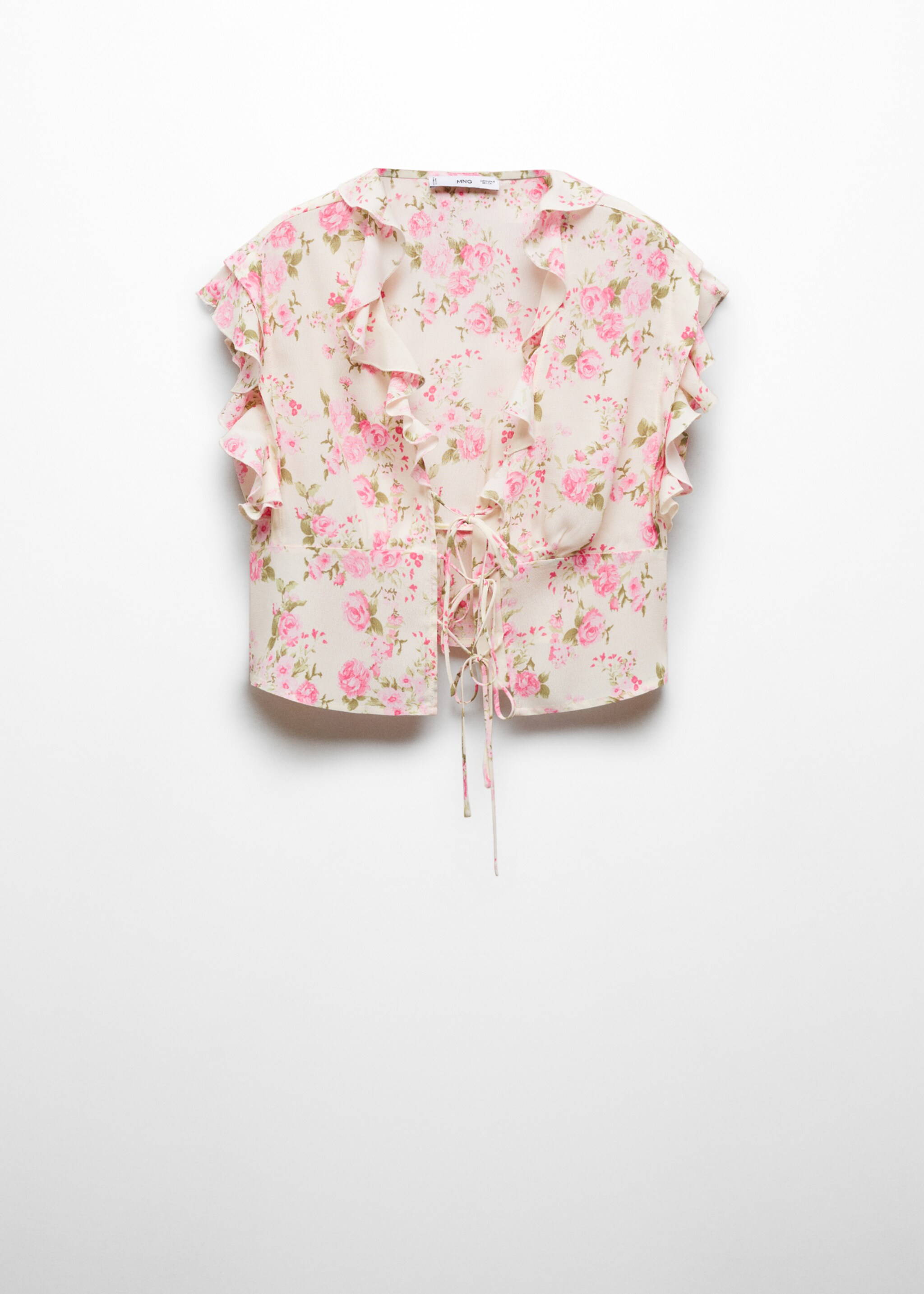 Floral blouse with bow closure - Article without model, Off White. Ref: 67037122-00.