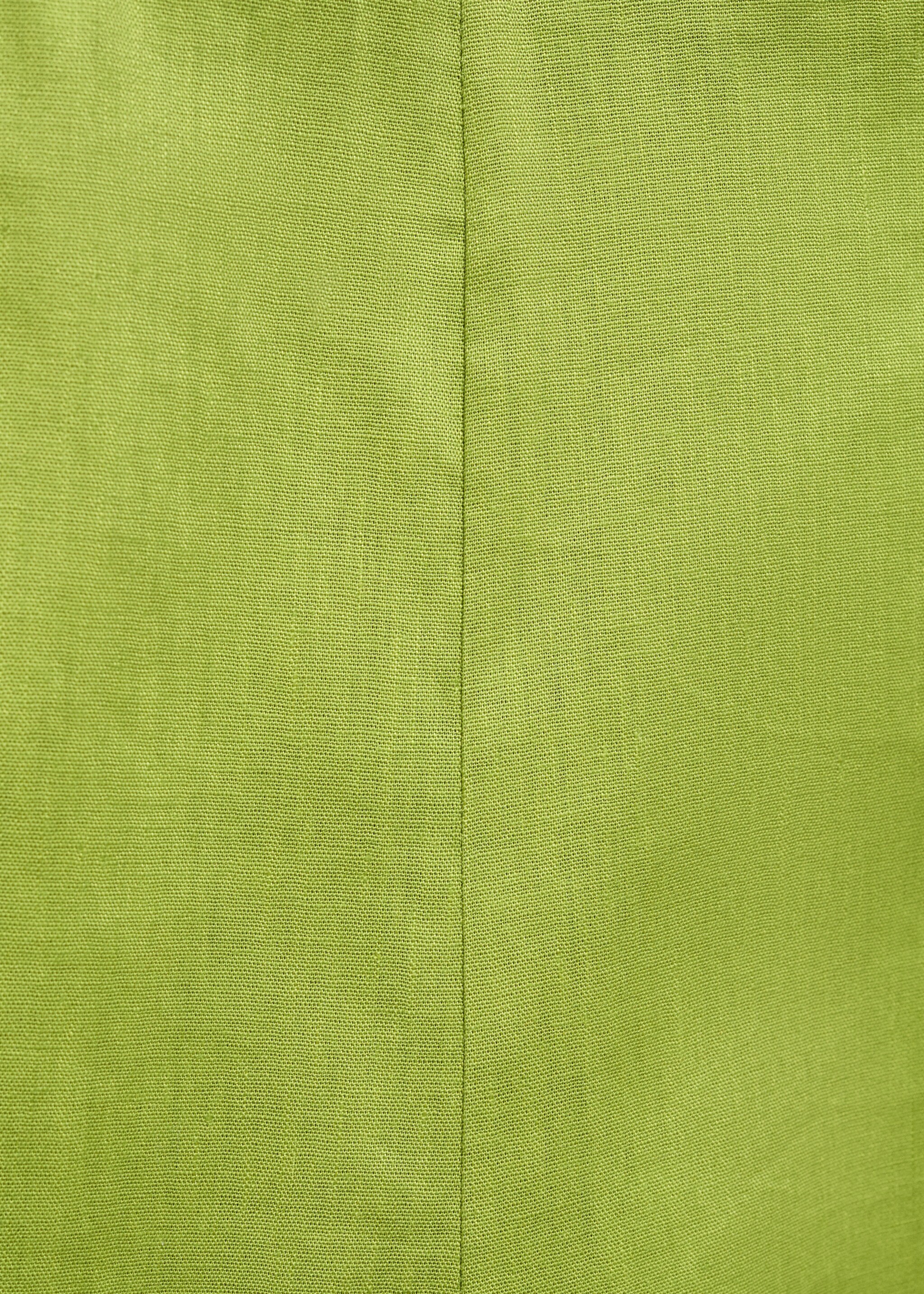 Linen flared trousers - Details of the article 8, Green. Ref: 67037125-00.