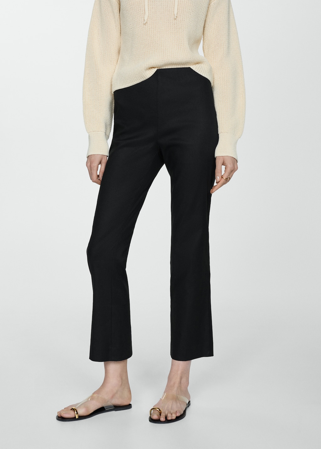 Mango Flared-Hose aus Leinen