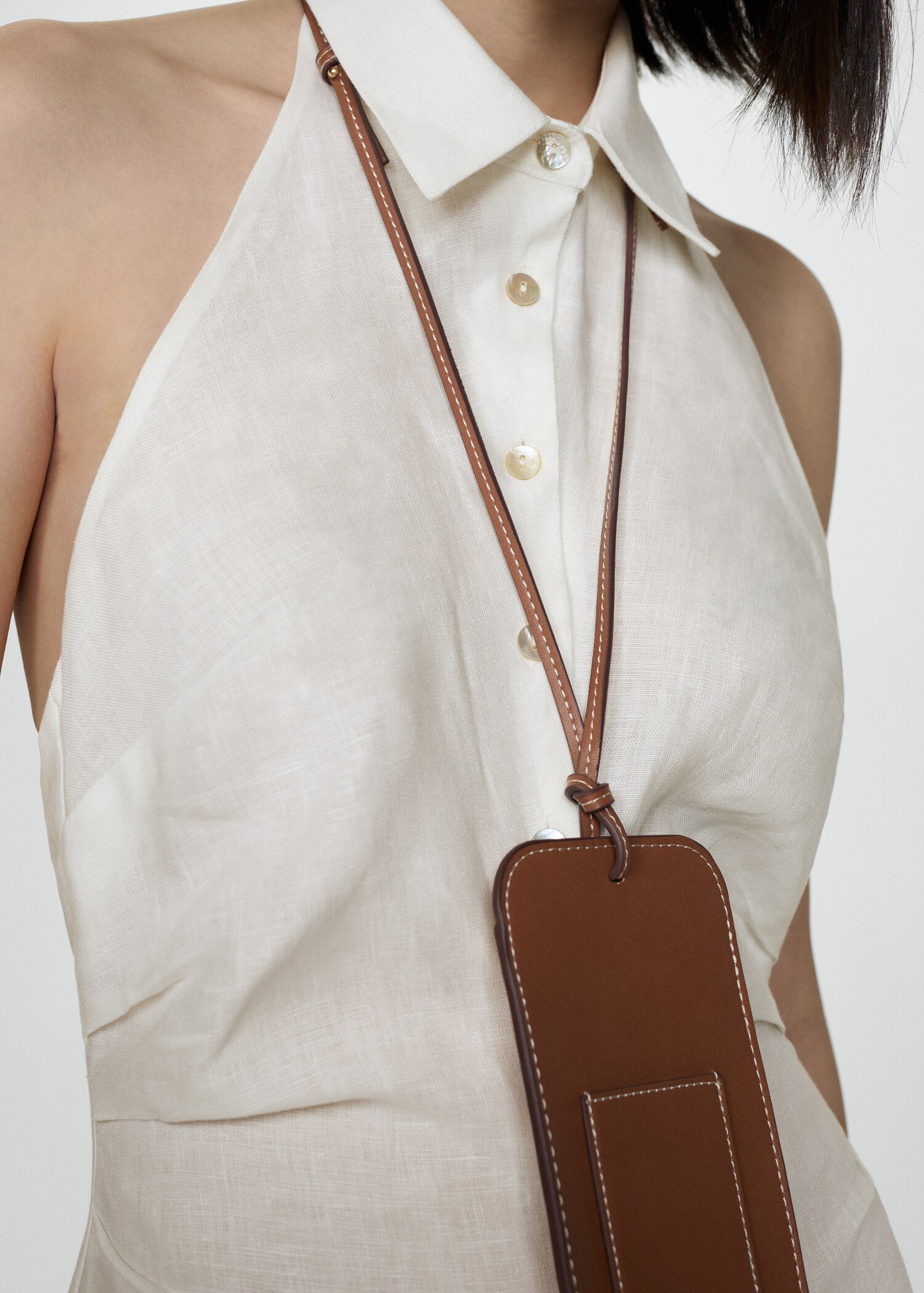 Linen shirt-collar dress - Details of the article 6