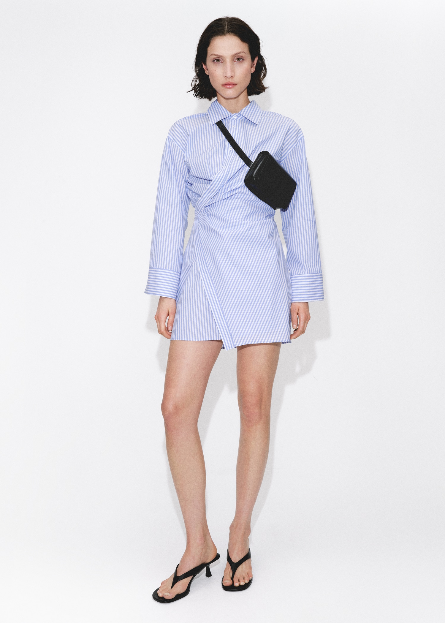 Robe chemise croisée rayures - Main Image