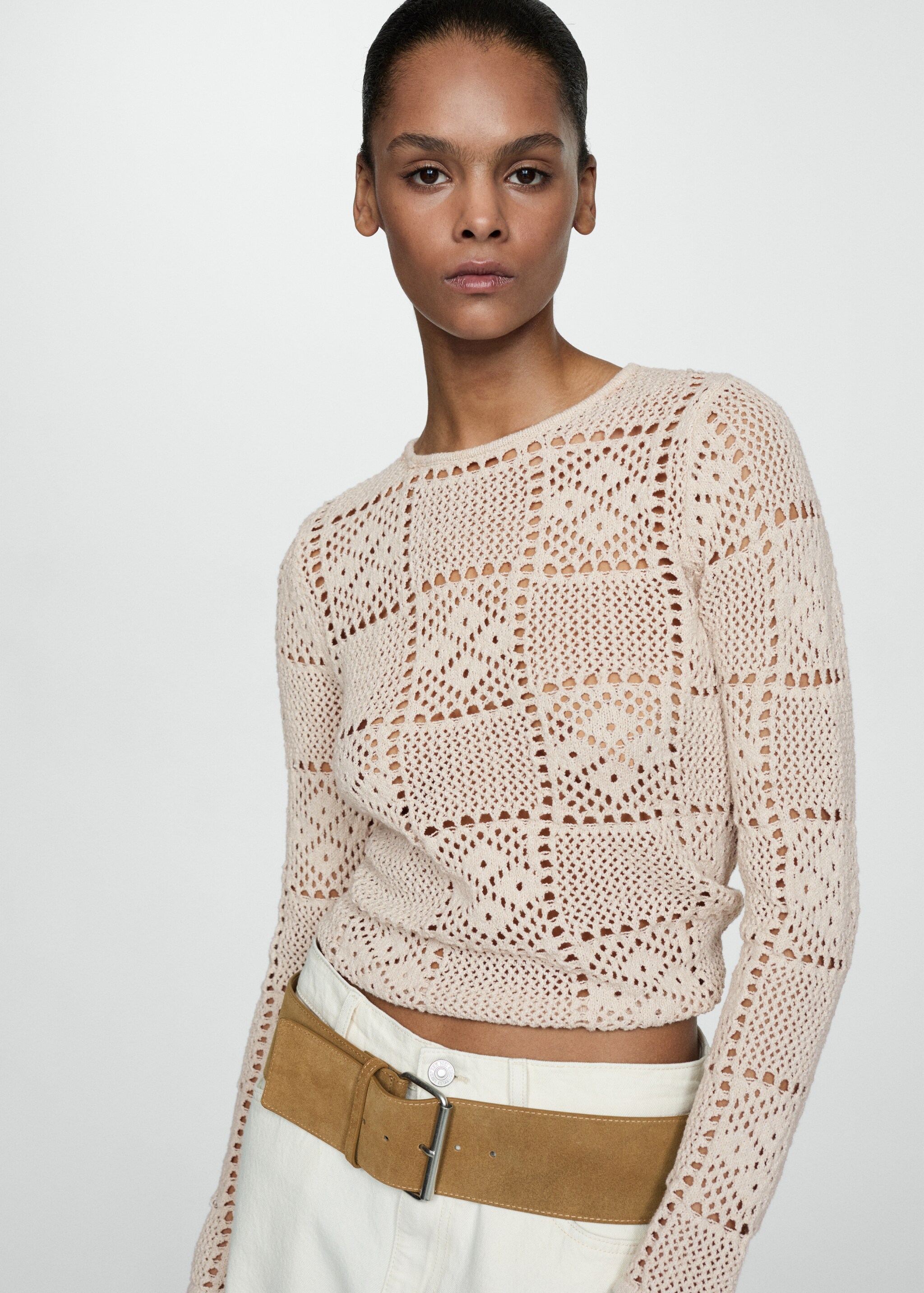 Crochet sweater with openwork details - Medium plane