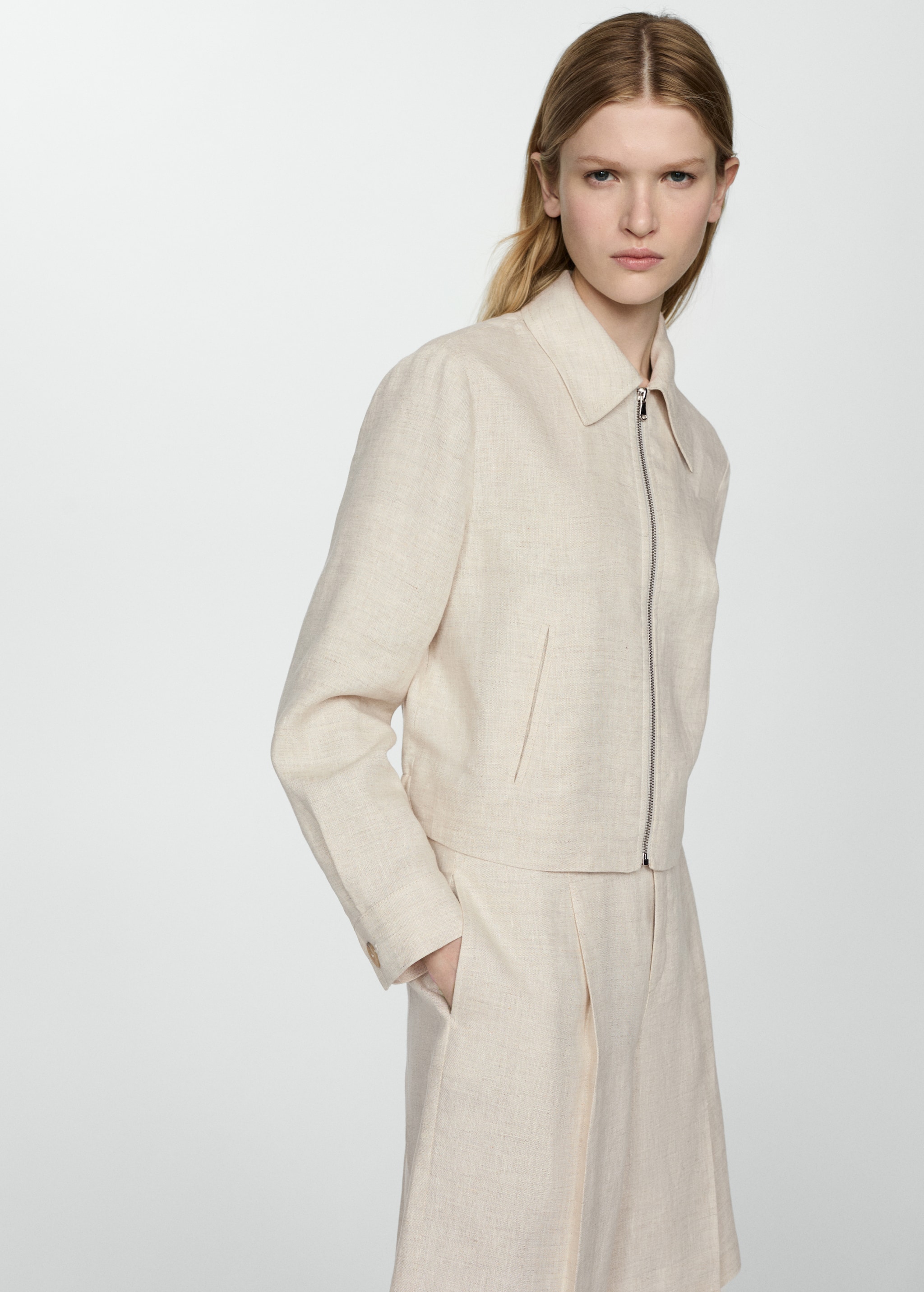 100% linen jacket with zip - Medium plane