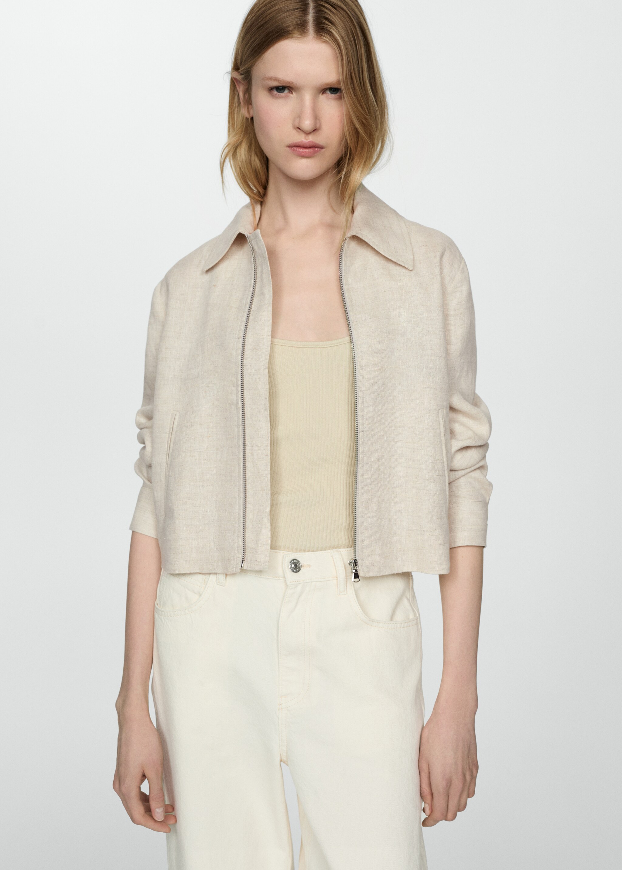 100% linen jacket with zip - Details of the article 2