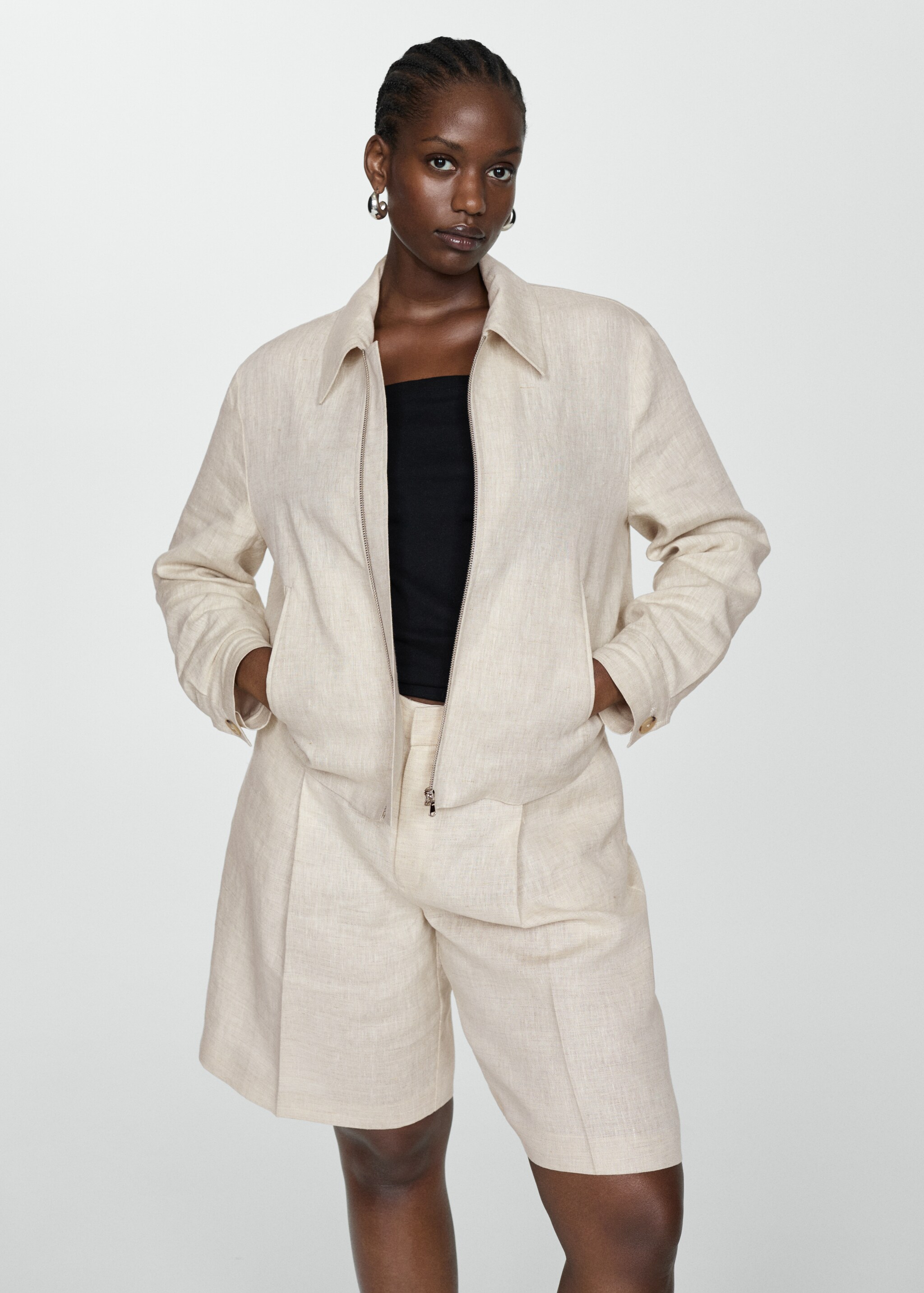 100% linen jacket with zip - Details of the article 5