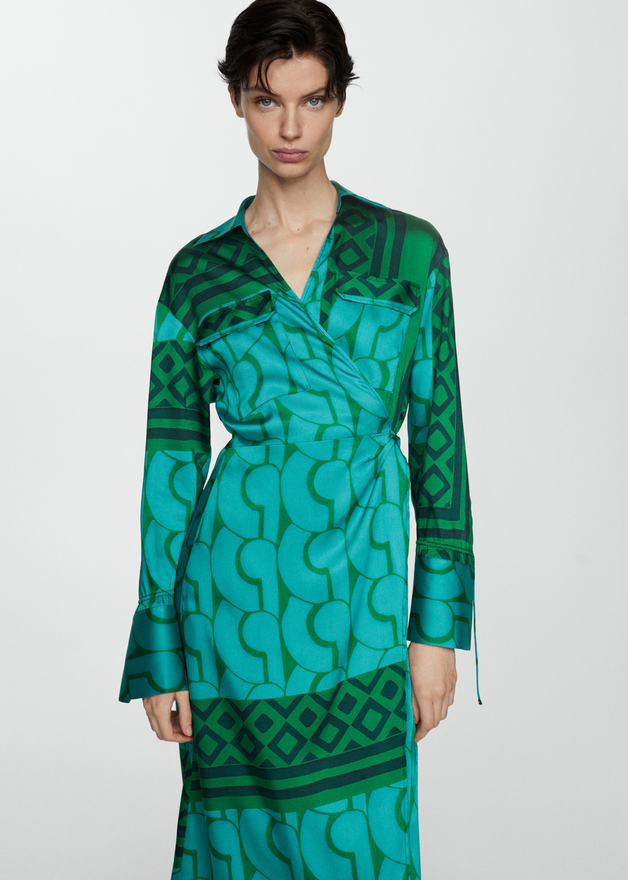 Printed bow dress - Medium plane, Blue. Ref: 67037149-00.