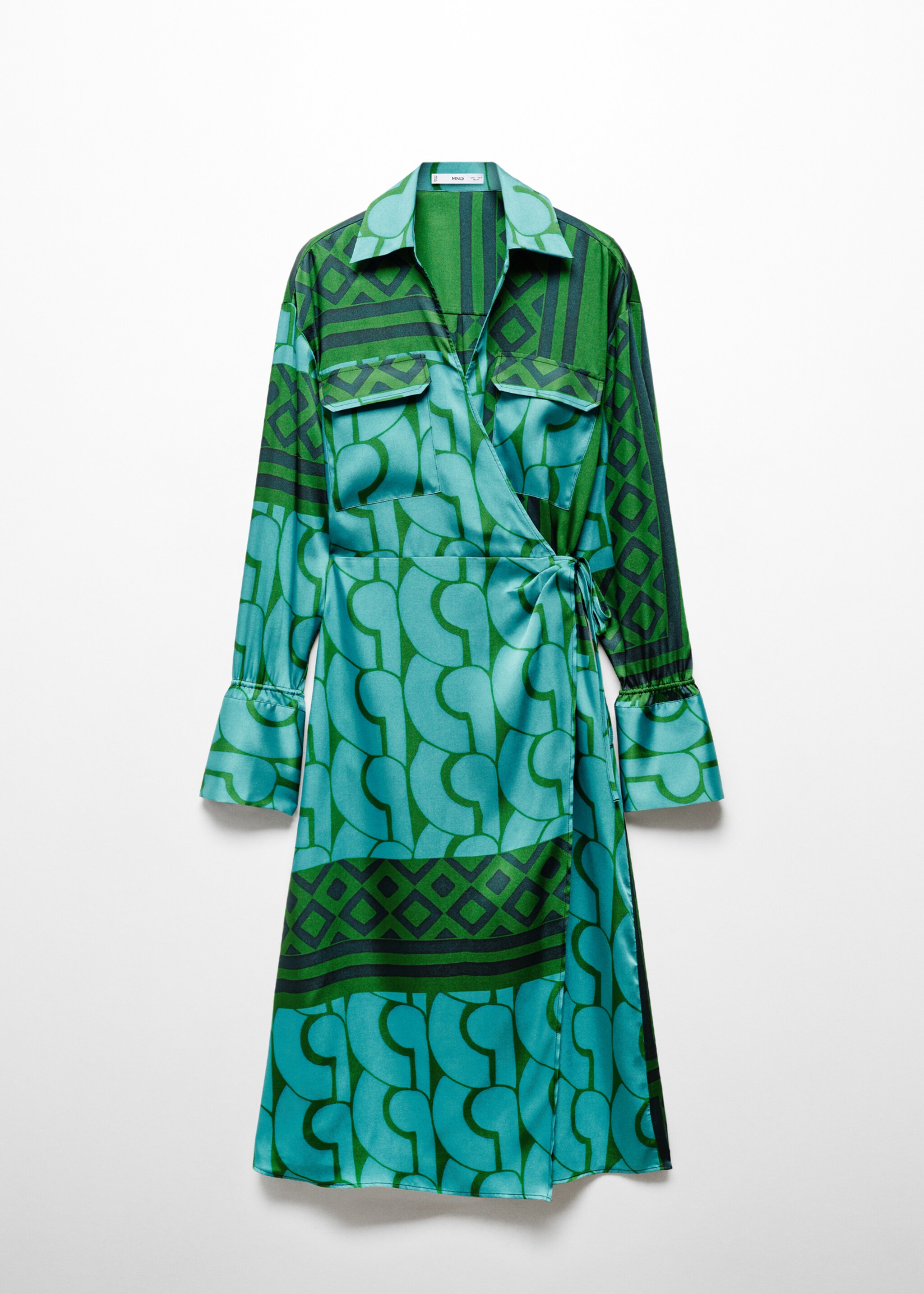 Printed bow dress - Article without model, Blue. Ref: 67037149-00.