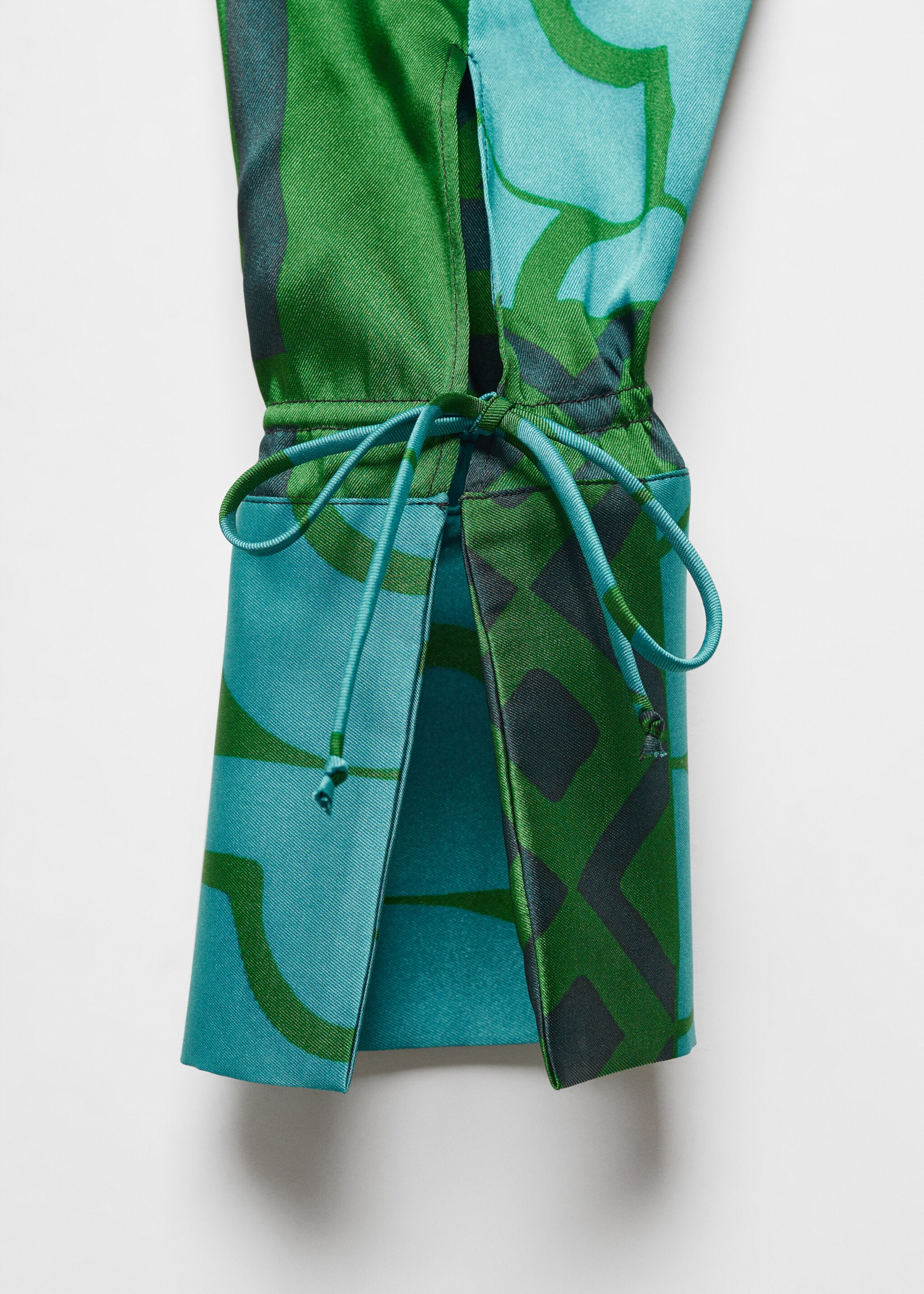 Printed bow dress - Details of the article 8, Blue. Ref: 67037149-00.