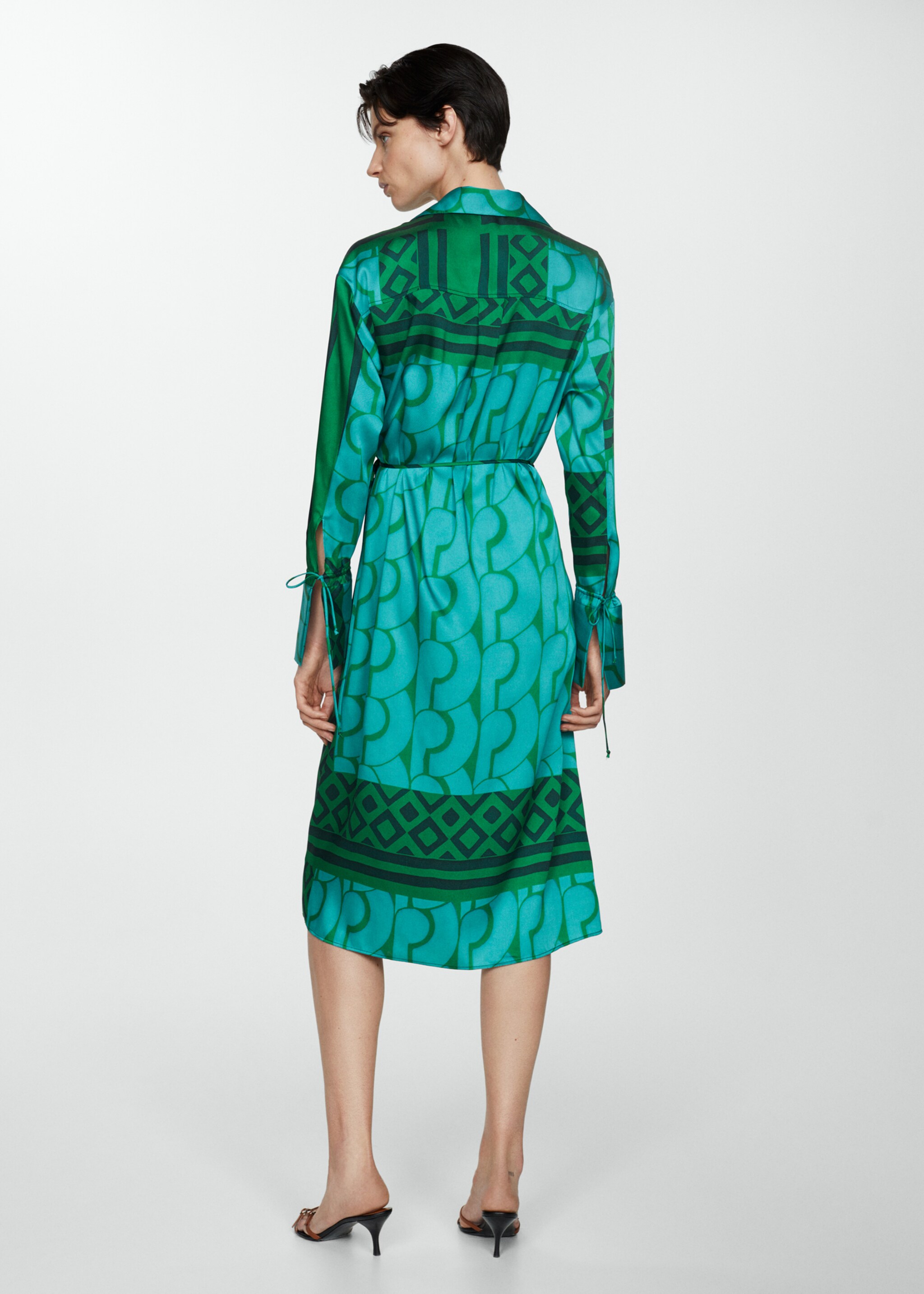 Printed bow dress - Reverse of the article, Blue. Ref: 67037149-00.