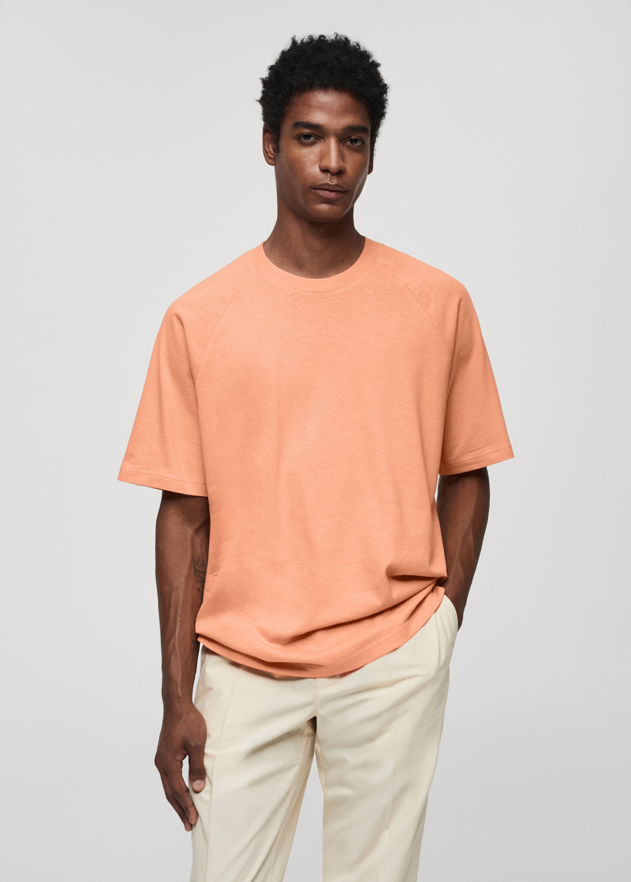 Relaxed fit cotton t-shirt Men MANGO China - Main Image