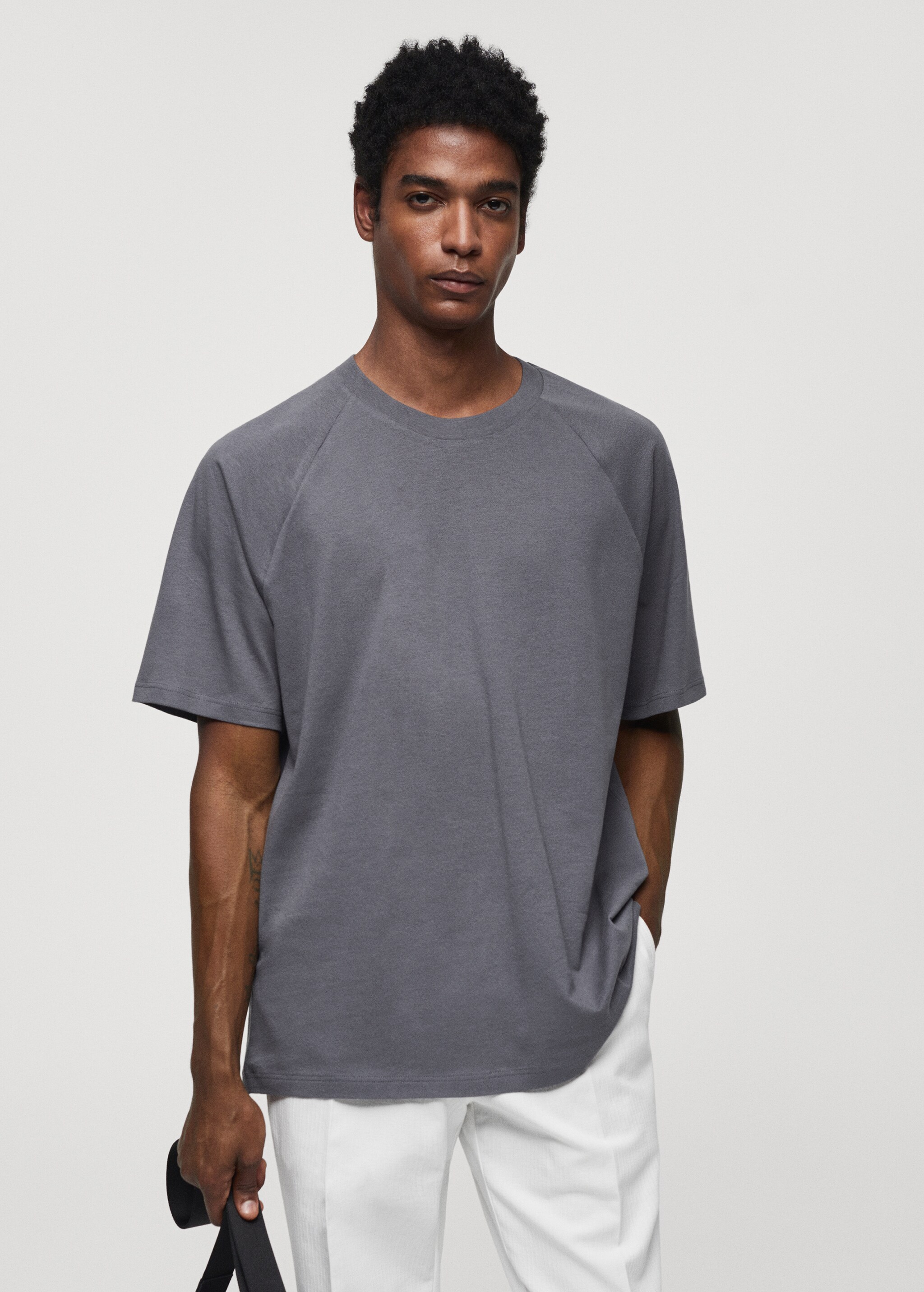 T-shirt de algodão relaxed fit - Plano médio