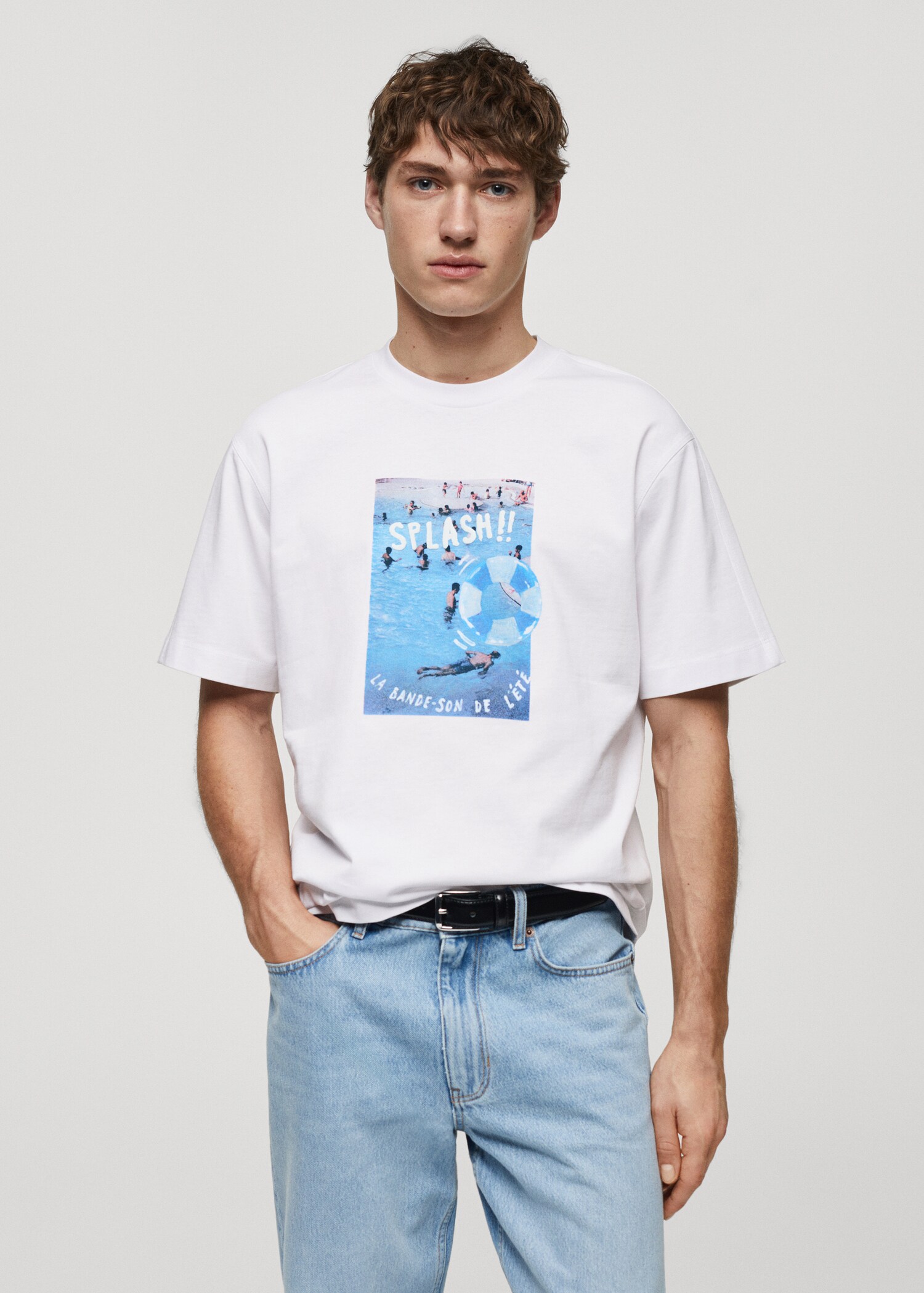 Camiseta algodón estampado dibujo - Plano medio