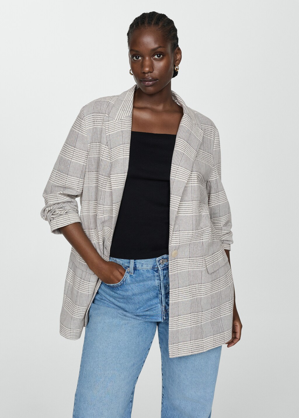 Blazer imprime carreaux Femme MANGO France La Reunion