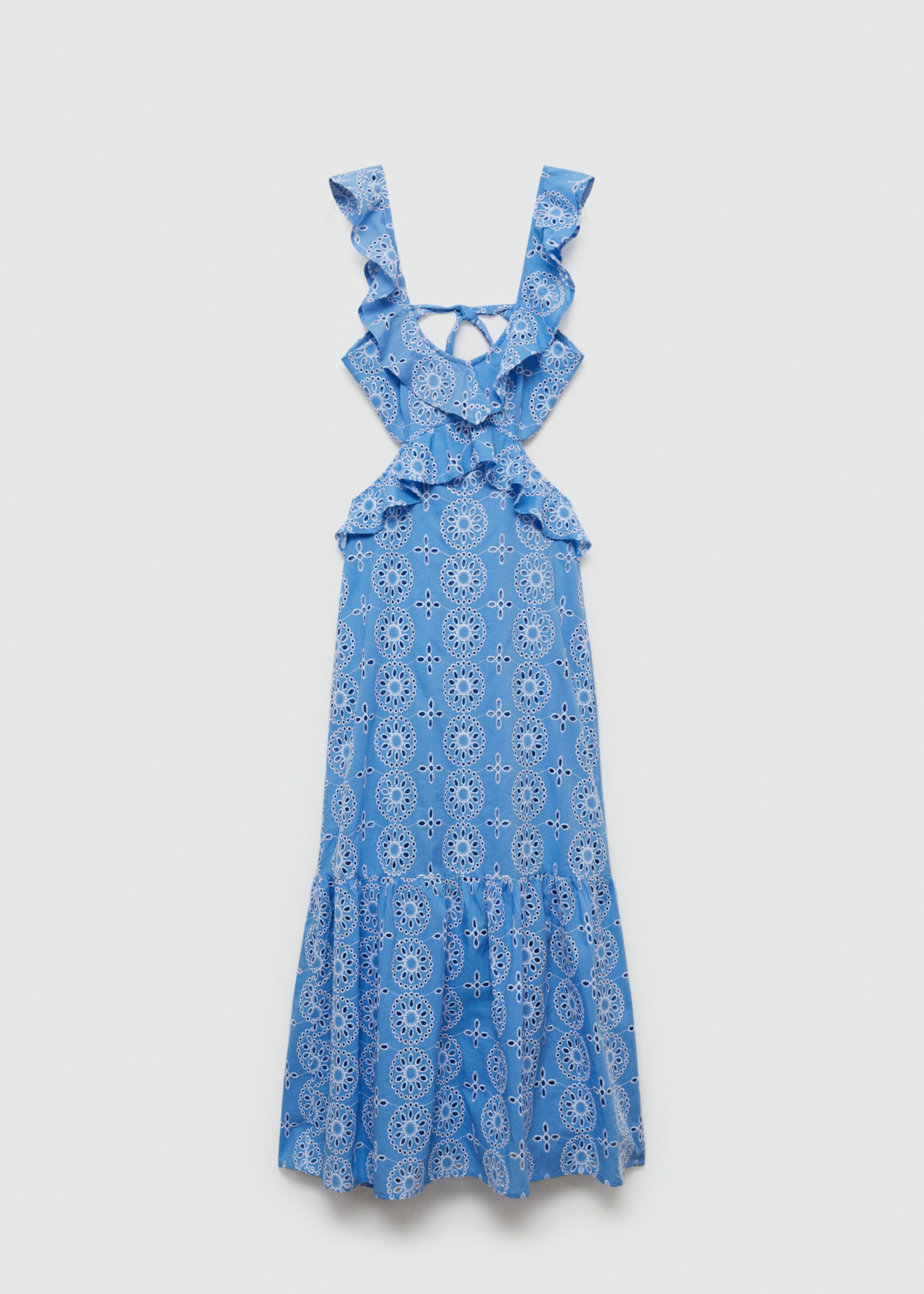 Openwork details ruffle dress - Article without model, Blue. Ref: 67038640-00.
