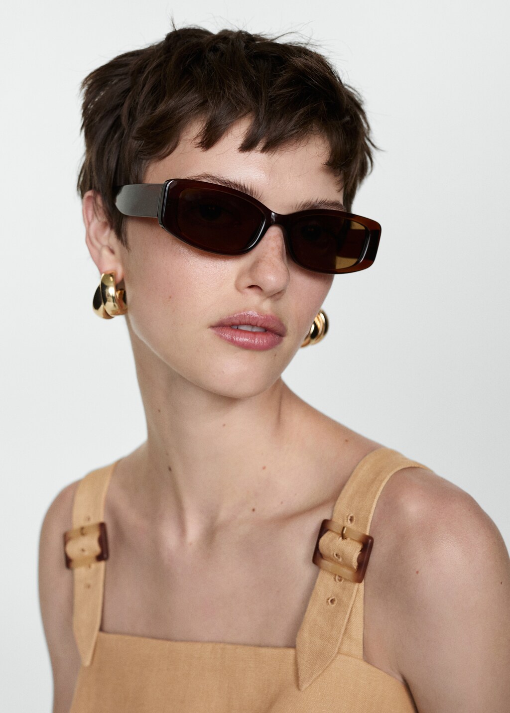 Linen dress with buckle straps Woman MANGO USA