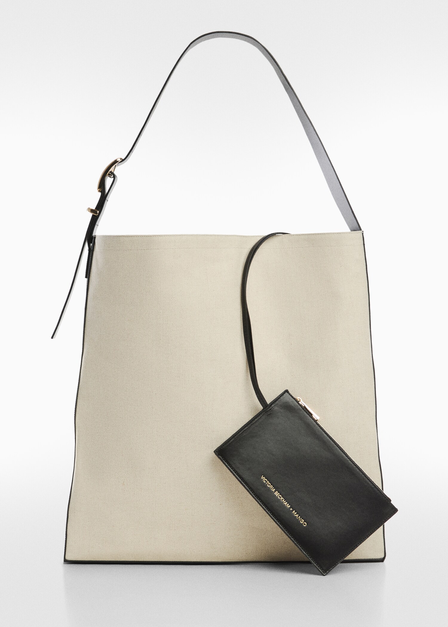 Contrast-leather canvas maxi bag - Article without model