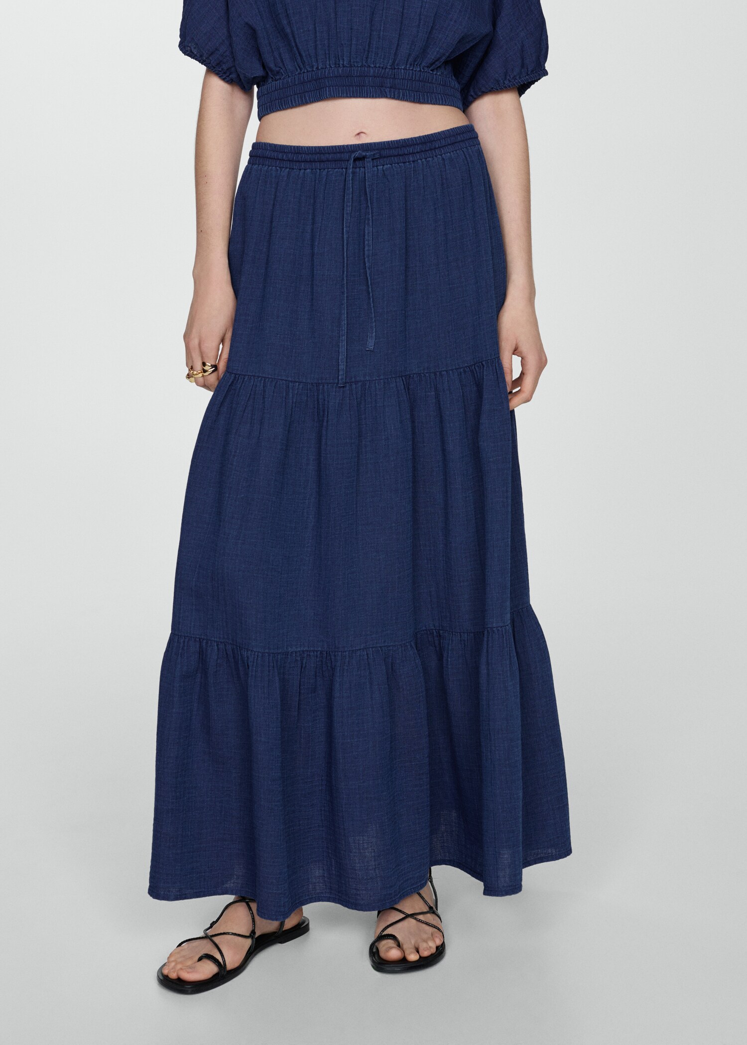 Long cotton flared skirt - Medium plane