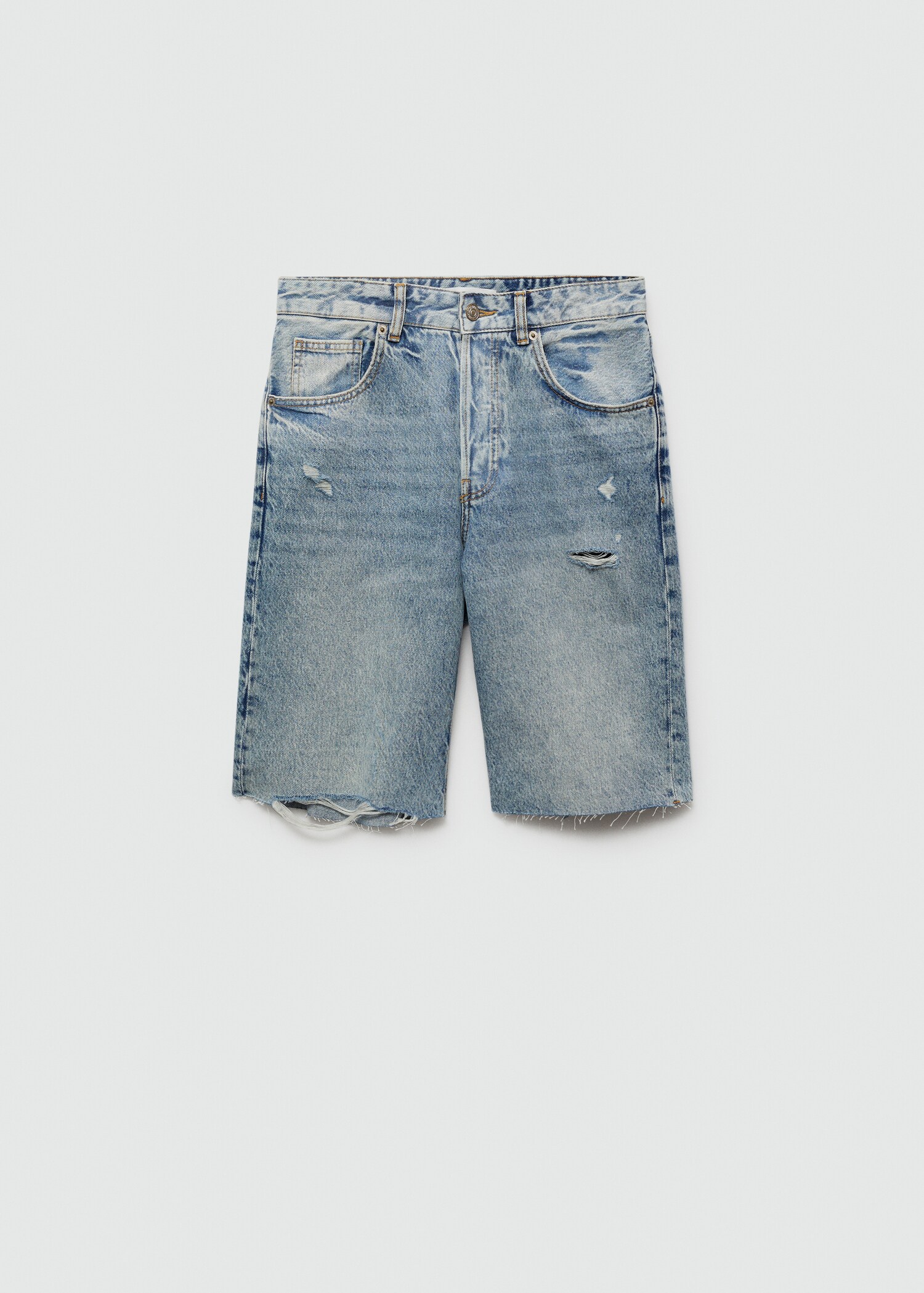 Decorative ripped denim bermuda shorts - Article without model