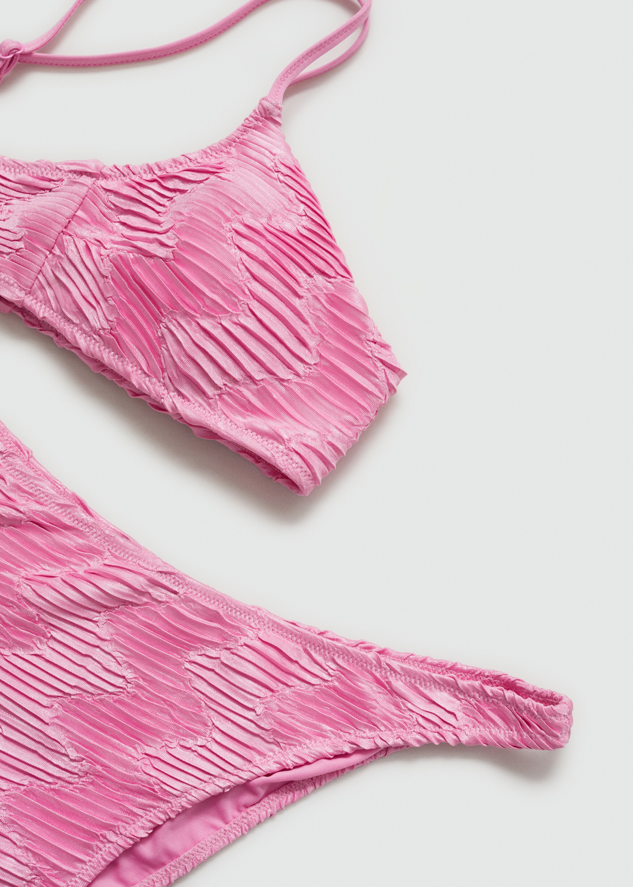 Pleated bikini bottoms - Details of the article 8, Pink. Ref: 67039230-00.