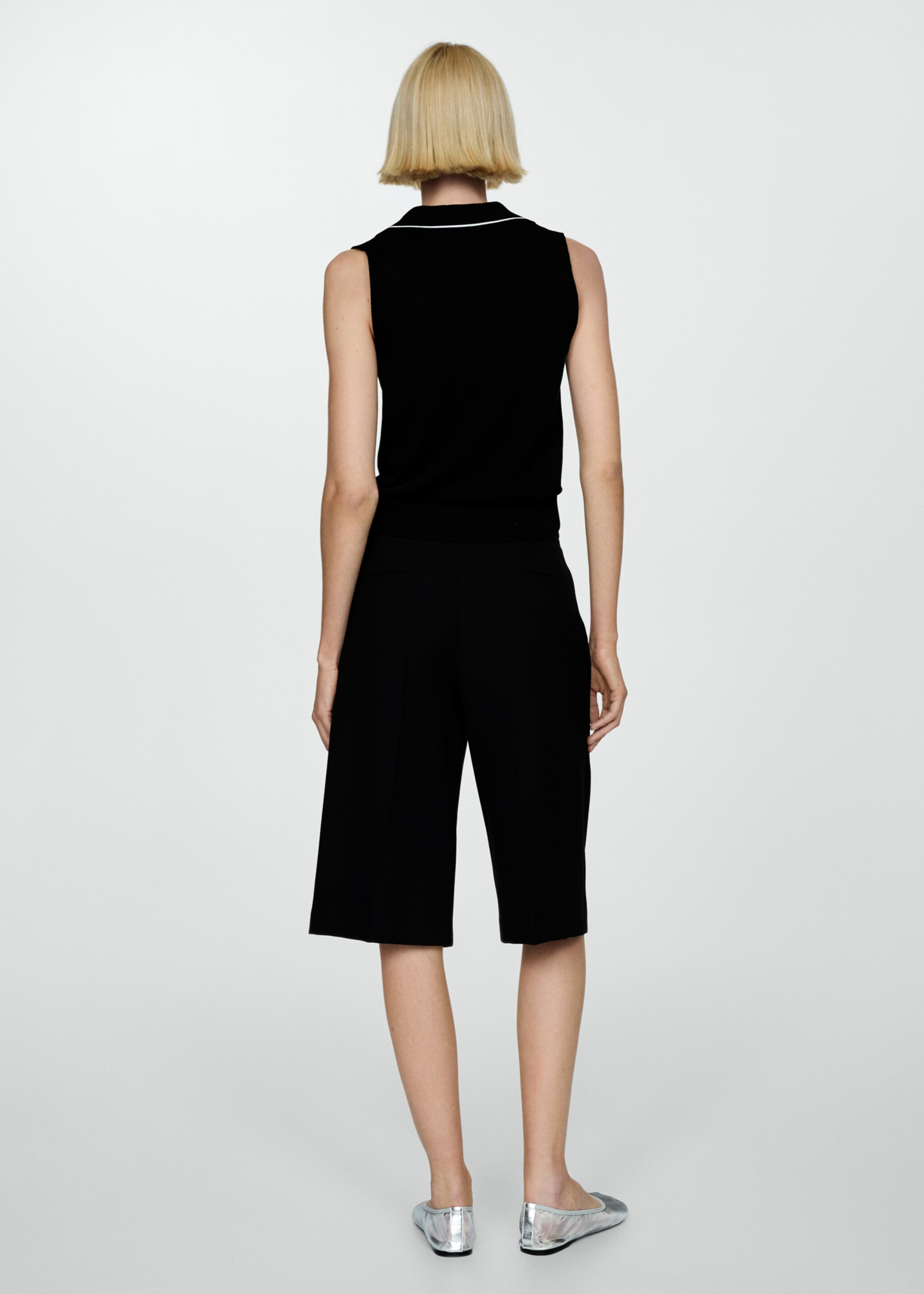 Polo-neck knitted top - Reverse of the article, Black. Ref: 67039405-00.