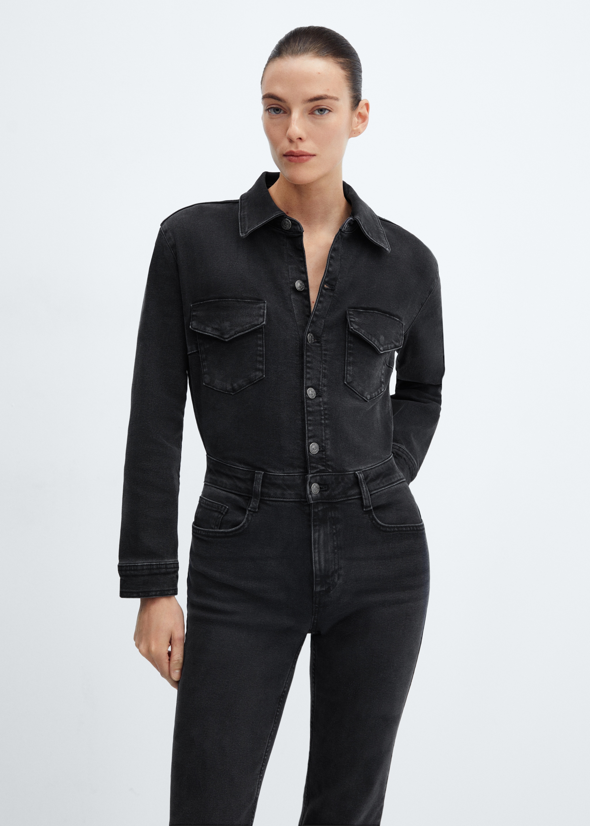 Mango Outlet Combinaison En Jean Femme Manche Longue Combinaison