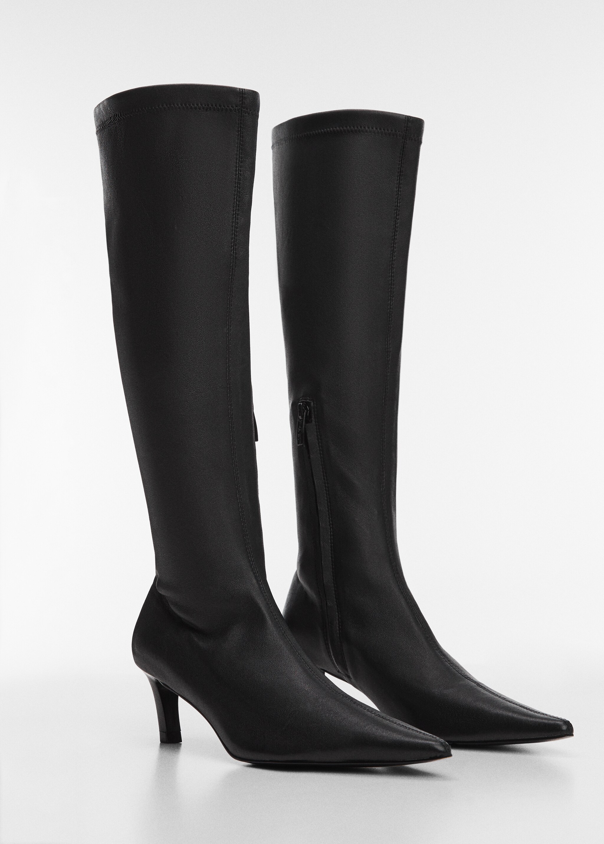 Leather boots with kitten heels - Medium plane
