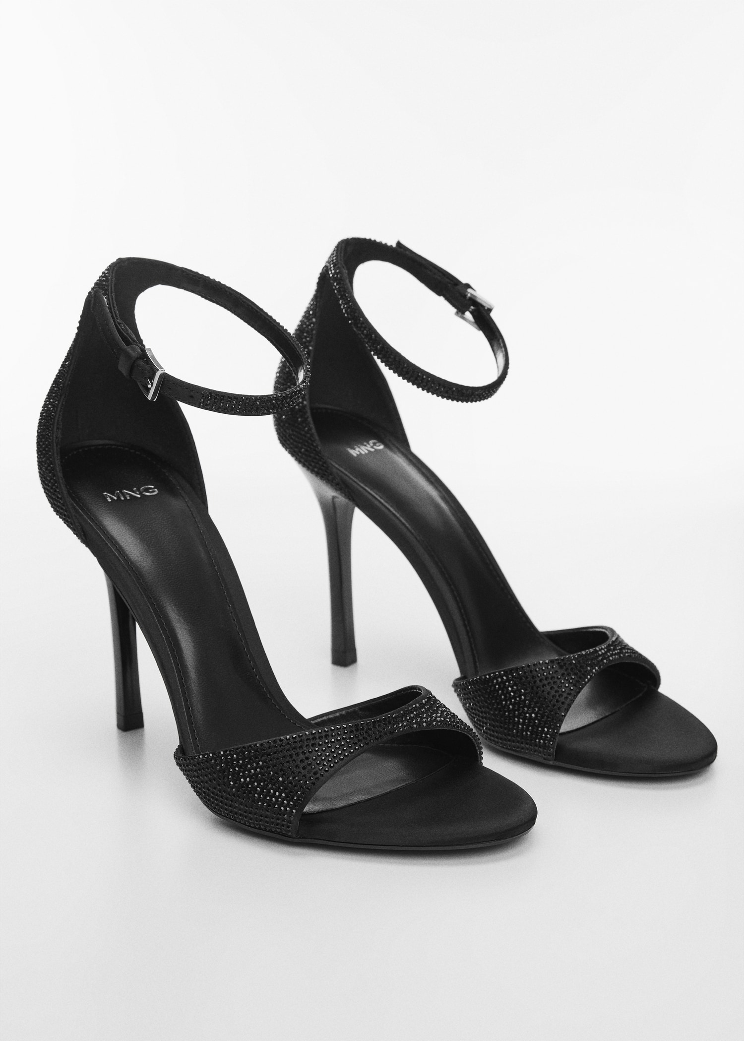 Heeled sandals with rhinestone detail - Medium plane