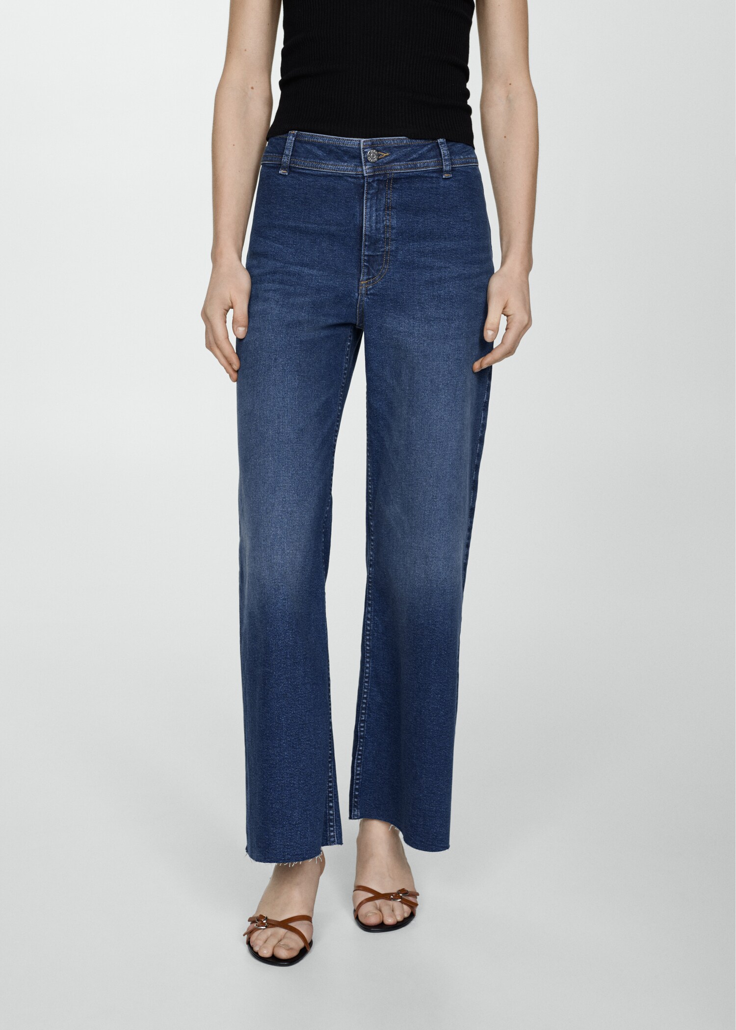 Jeans Catherin culotte tiro alto - Plano medio