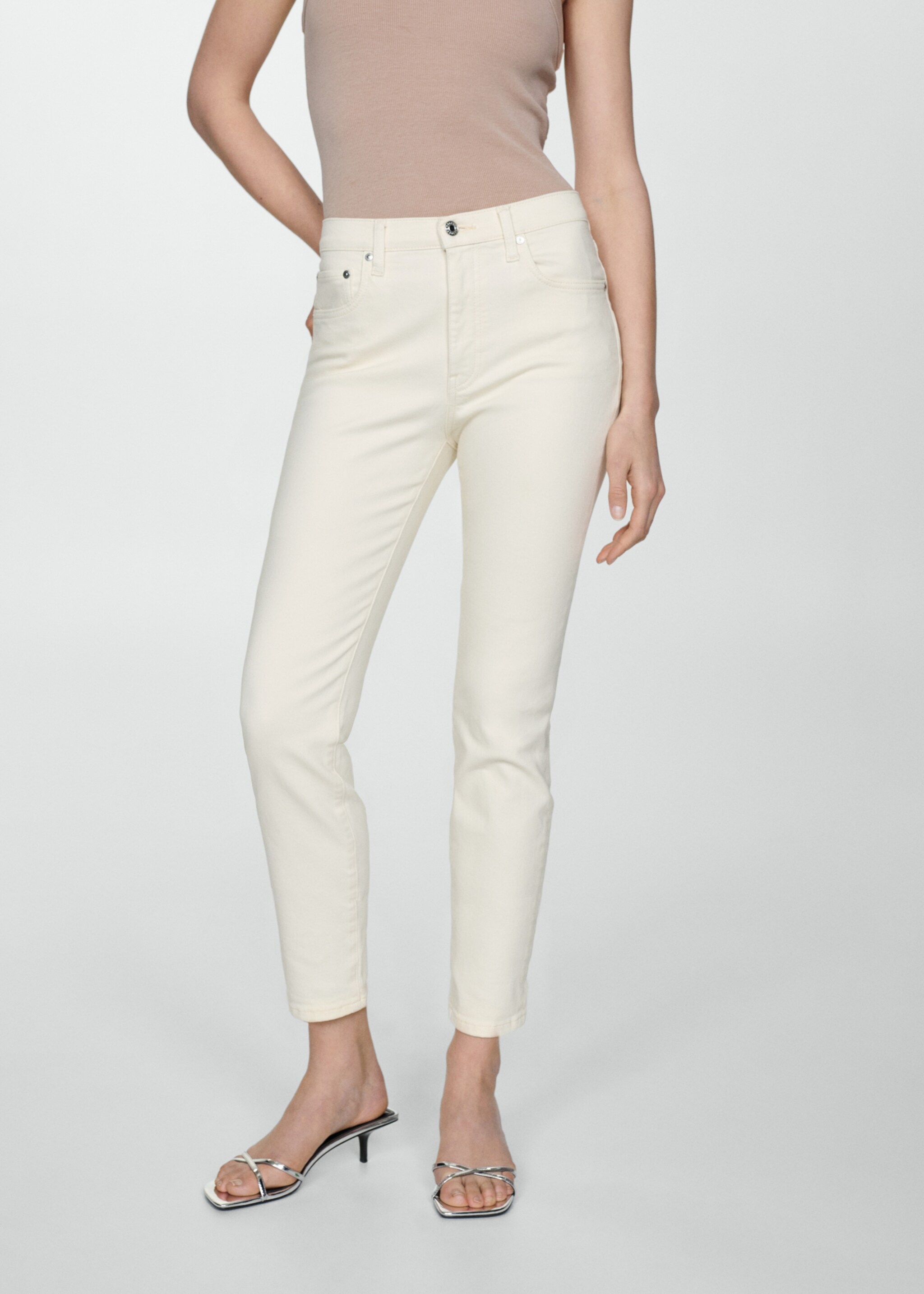 Claudia slim-fit cropped jeans - Medium plane, Ecru. Ref: 67040326-00.