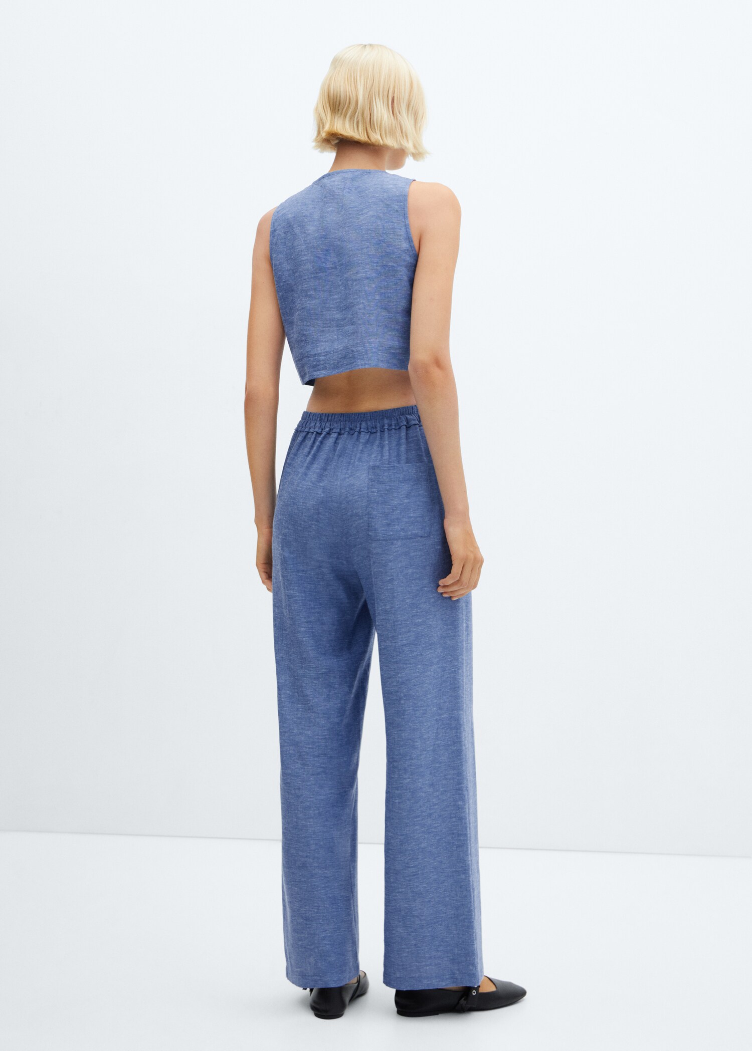 Linen-blend elastic waist trousers - ด้านหลังของสินค้า