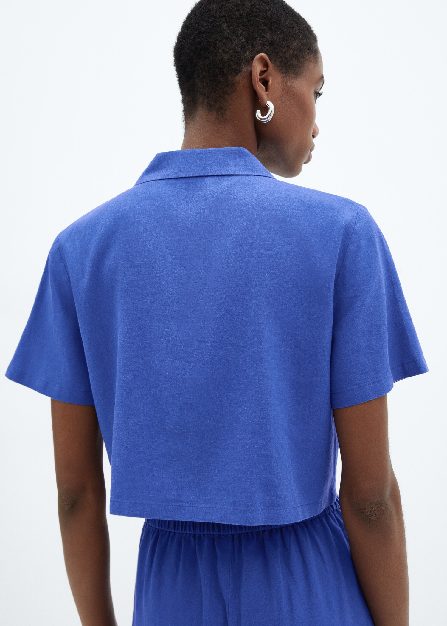 Short sleeve linen-blend shirt - Reverse of the article