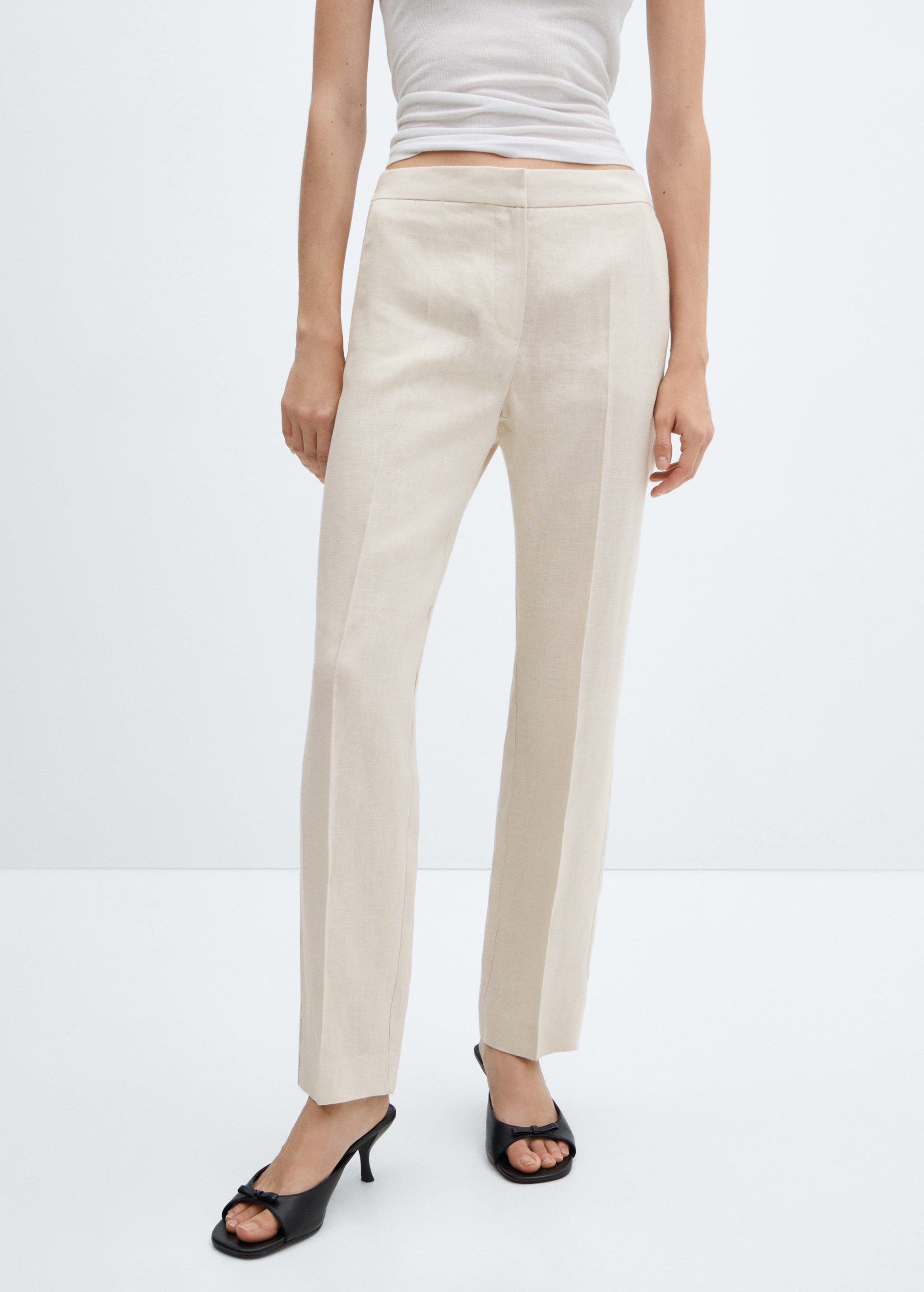 100% linen straight trousers - Medium plane