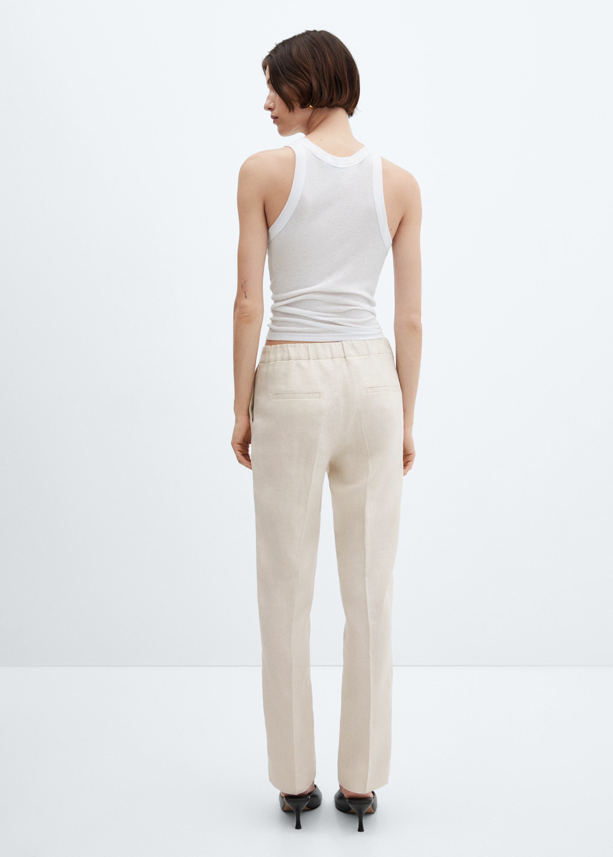 100% linen straight trousers - Reverse of the article