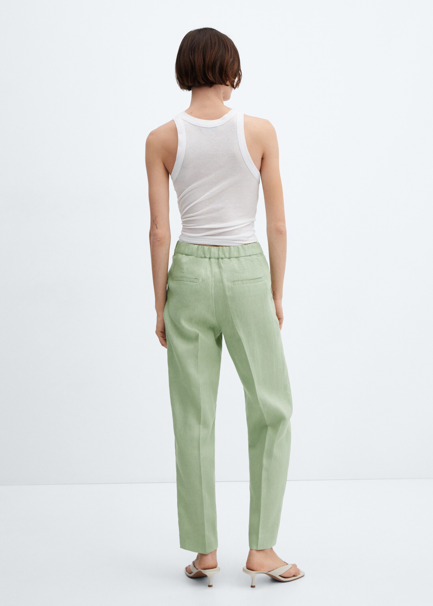 100% linen straight trousers - Reverse of the article