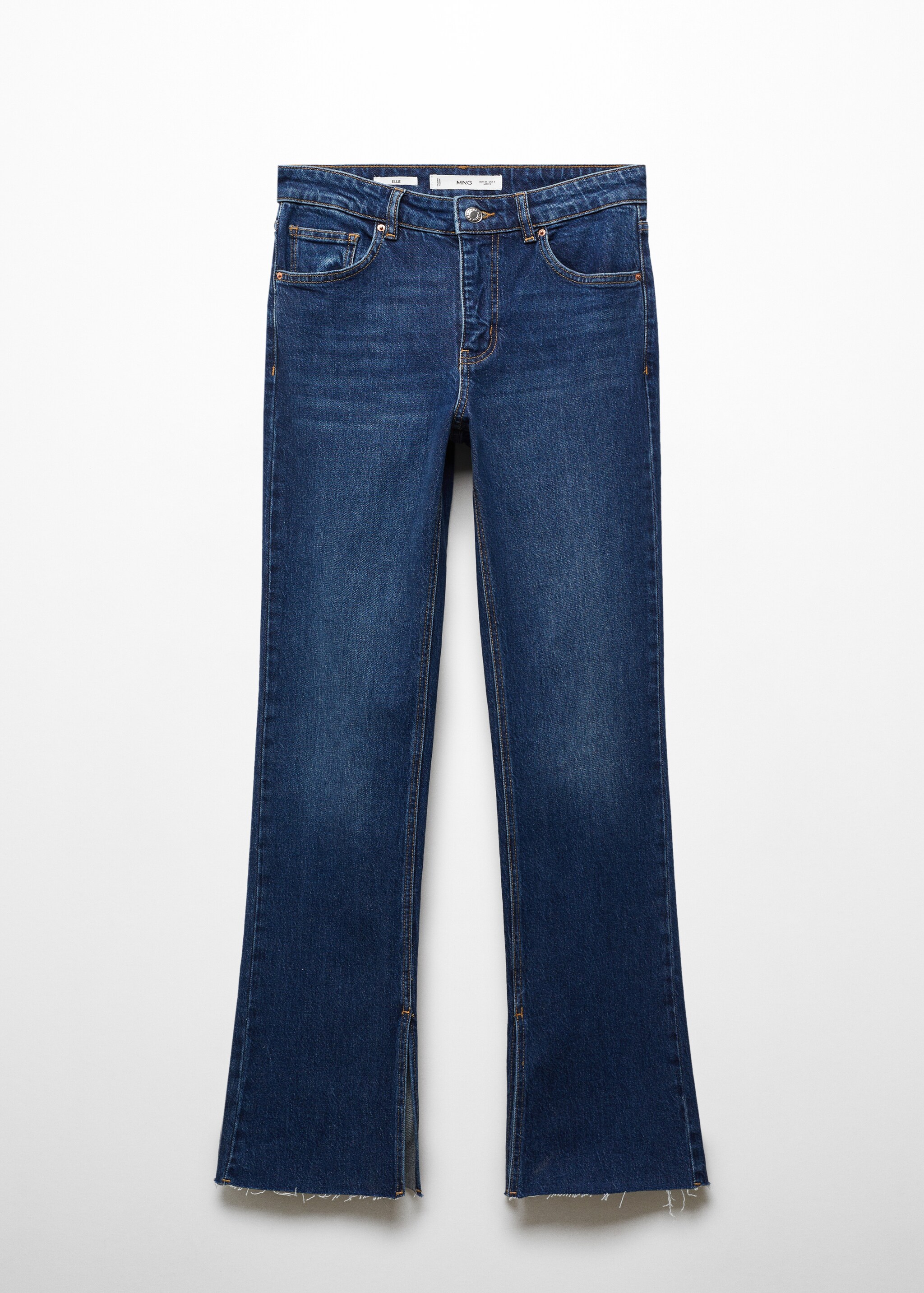 Прямые джинсы с посадкой на талии и разрезами - Изделие без модели