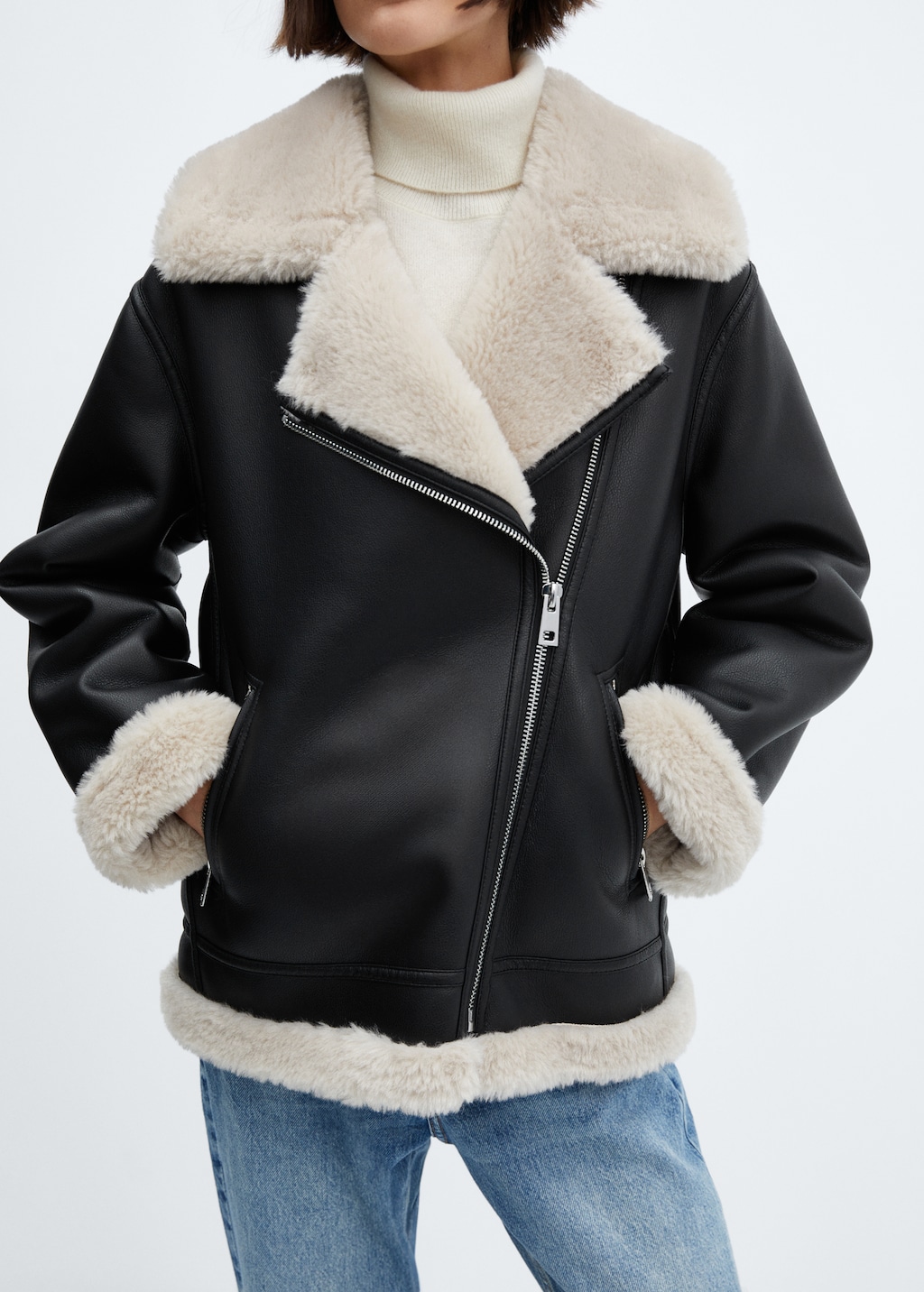 Faux shearling lined jacket Women MANGO Montenegro